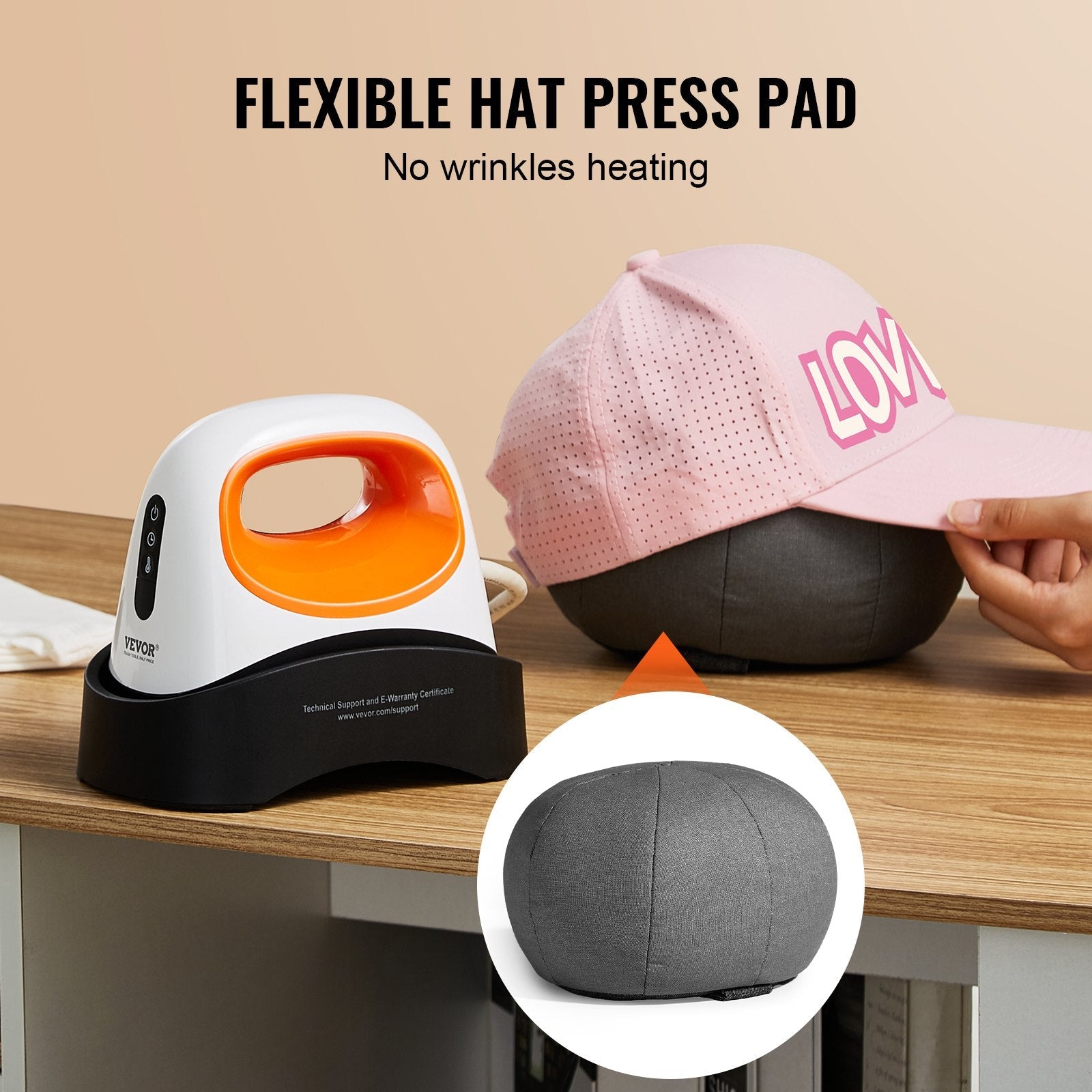 VEVOR Hat Press Machine Mini Hat Heat Press for Caps 6.1 x 3.5 inch Plate White 