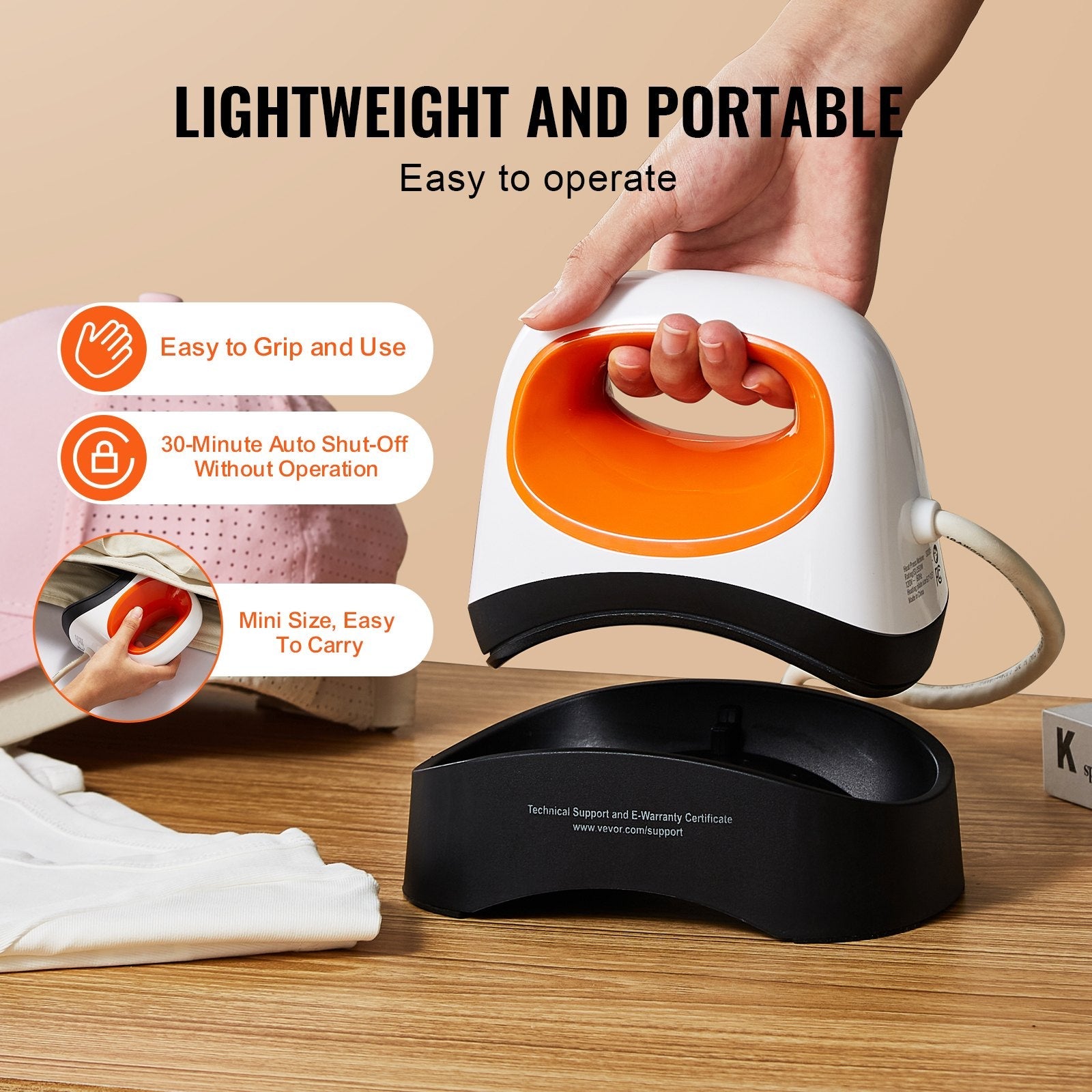 VEVOR Hat Press Machine Mini Hat Heat Press for Caps 6.1 x 3.5 inch Plate White 