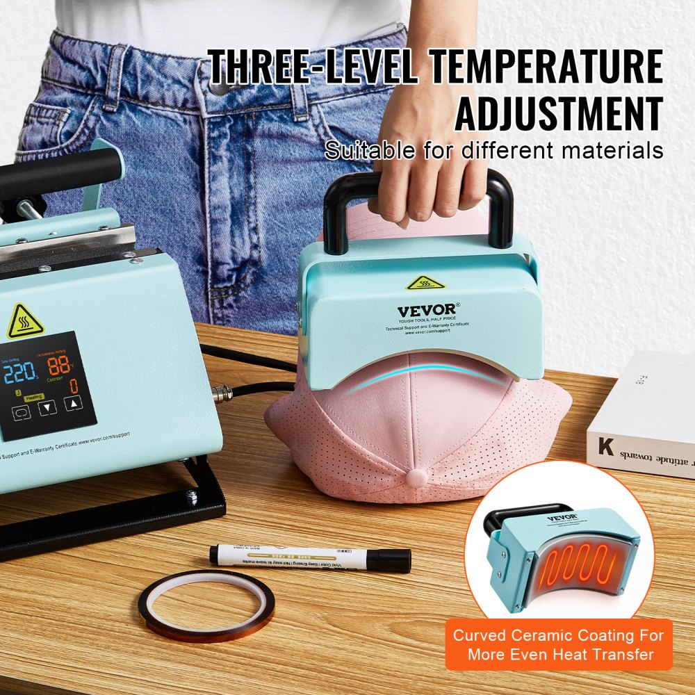 VEVOR 2 in 1 Tumbler and Hat Heat Press Machine Heat Machine for Caps Hats Mugs 
