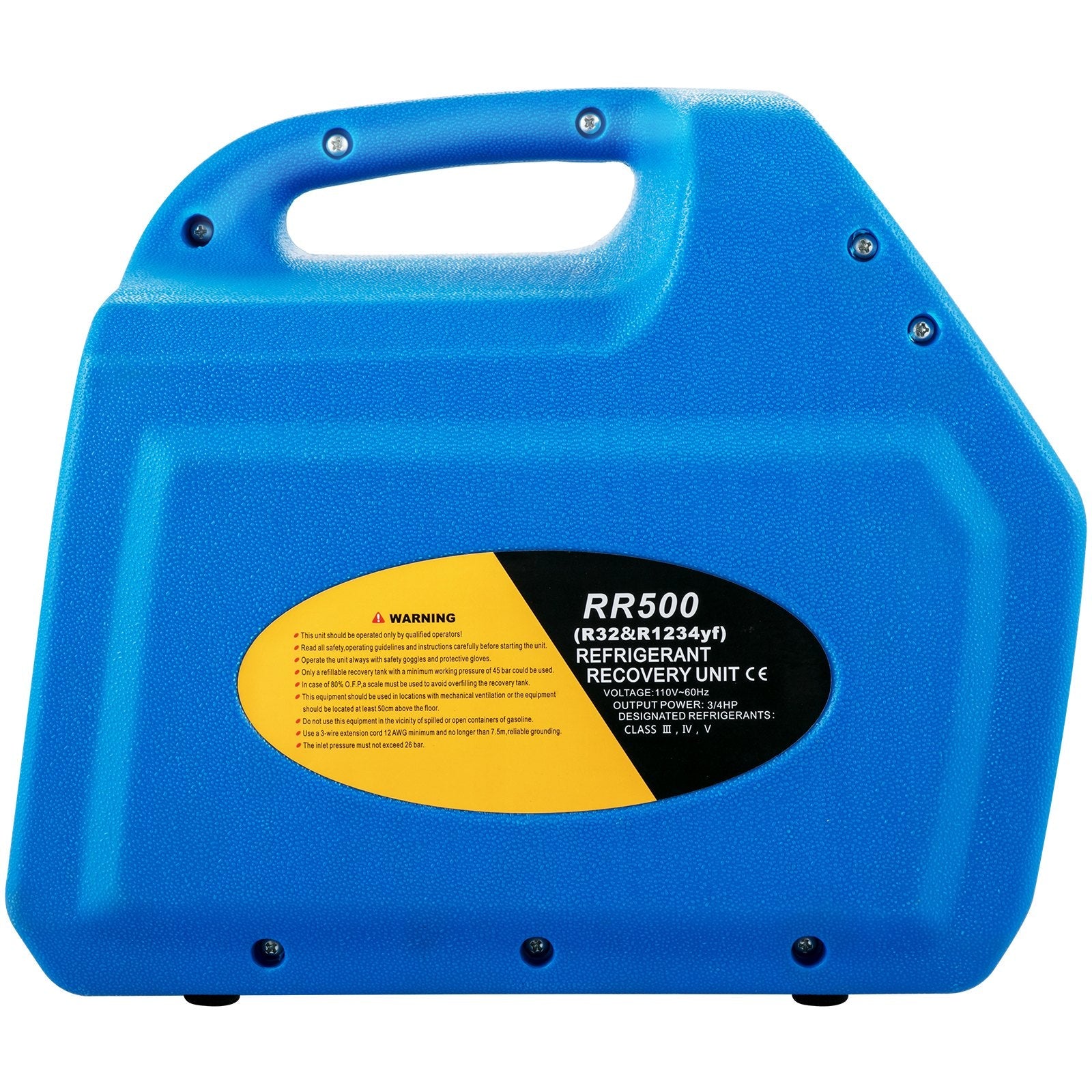 VEVOR Refrigerant Recovery Machine, 110V-120V AC 60Hz 3/4HP, Dual Cylinder Oil-less, Portable Recovery Unit, for Both Liquid and Vapor Refrigerant, Air Condition Blue 