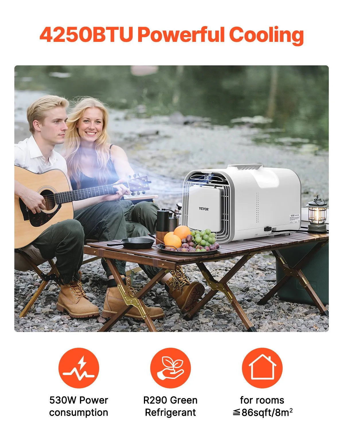 VEVOR Portable Air Conditioner 4250BTU Tent Air Conditioning AC/DC for Camping