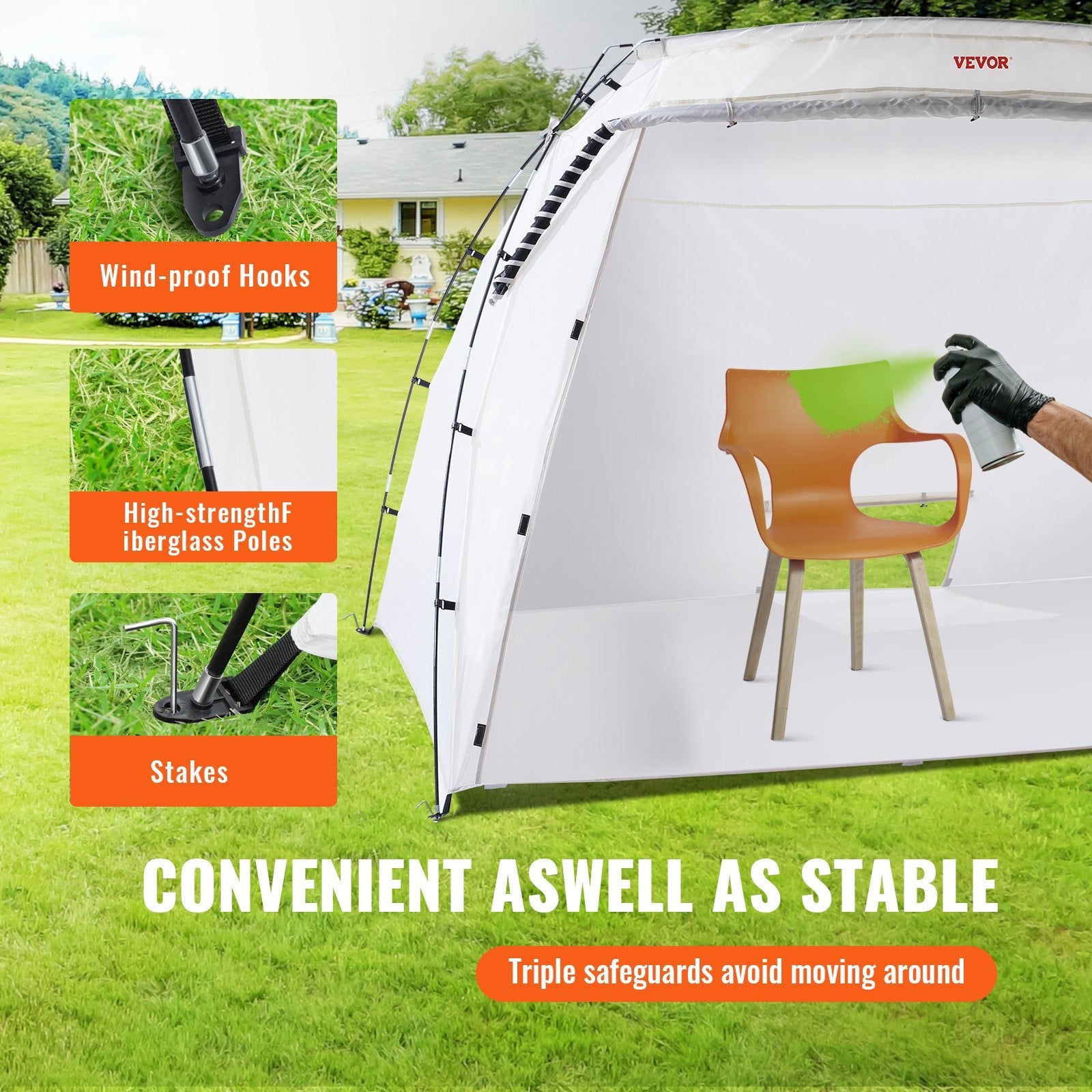 VEVOR Spray Paint Shelter, 10x7x6ft Portable Spray Paint Tent with Built-In Floor & Mesh Screen, Foldable Pop Up Paint Booth for Furniture Large DIY Hobby Tool Painting Station 