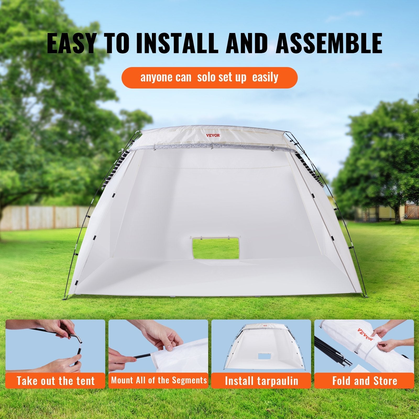 VEVOR Spray Paint Shelter, 10x7x6ft Portable Spray Paint Tent with Built-In Floor & Mesh Screen, Foldable Pop Up Paint Booth for Furniture Large DIY Hobby Tool Painting Station 