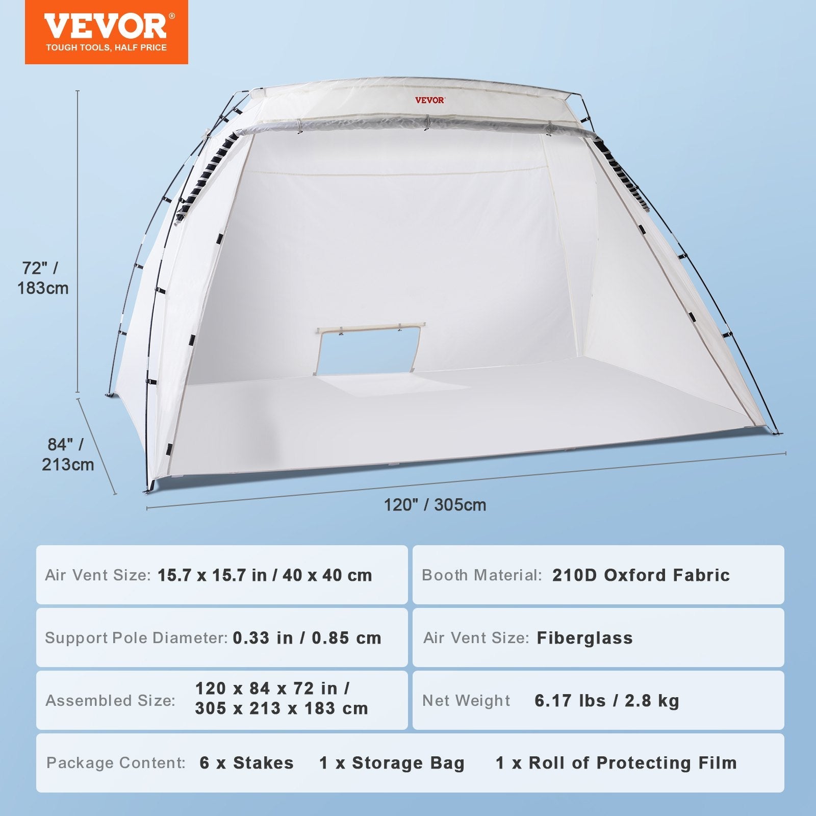 VEVOR Spray Paint Shelter, 10x7x6ft Portable Spray Paint Tent with Built-In Floor & Mesh Screen, Foldable Pop Up Paint Booth for Furniture Large DIY Hobby Tool Painting Station 