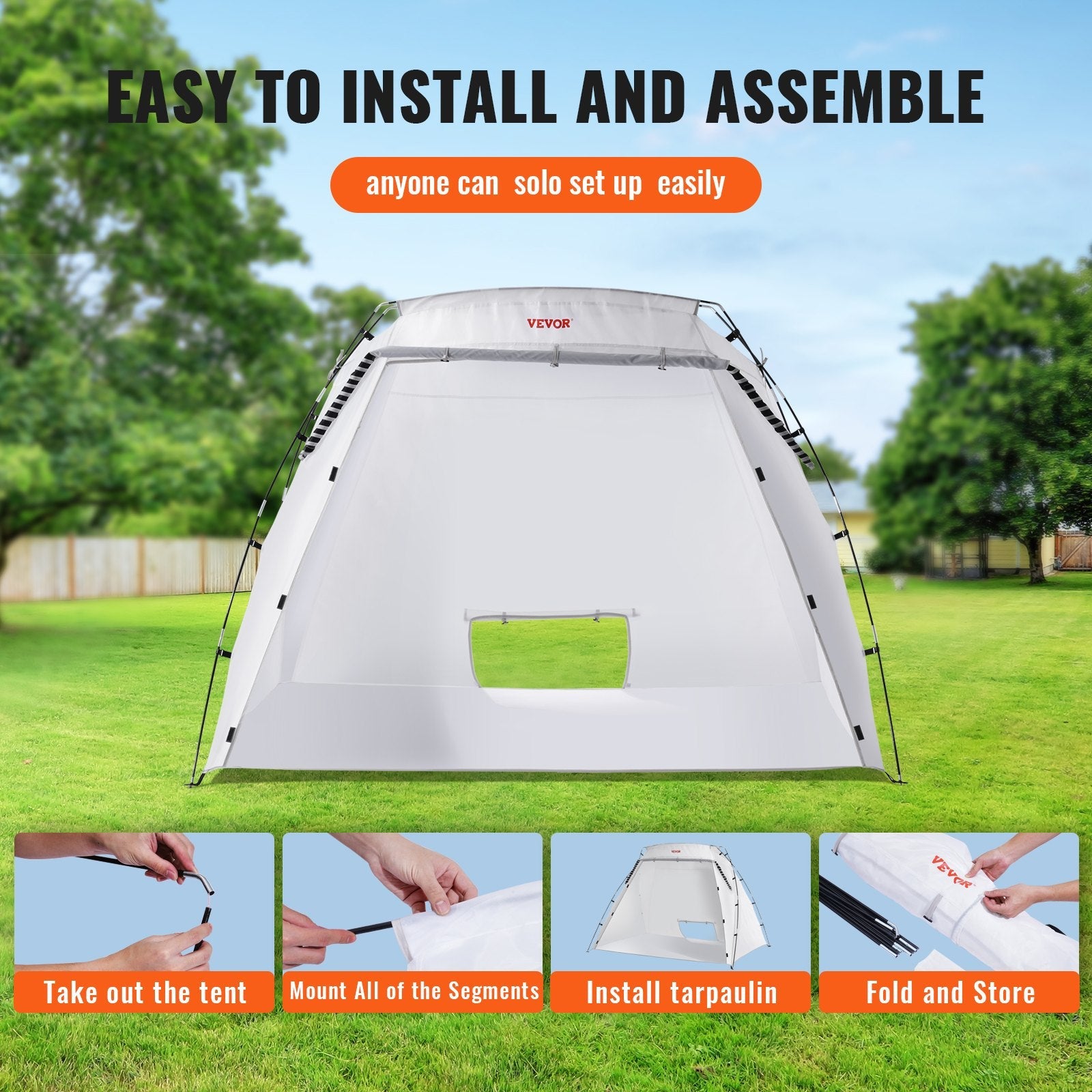 VEVOR Spray Paint Shelter, 7.5x5.2x5.2ft Portable Spray Paint Tent with Built-In Floor & Mesh Screen, Foldable Pop Up Paint Booth for Furniture Large DIY Hobby Tool Painting Station 