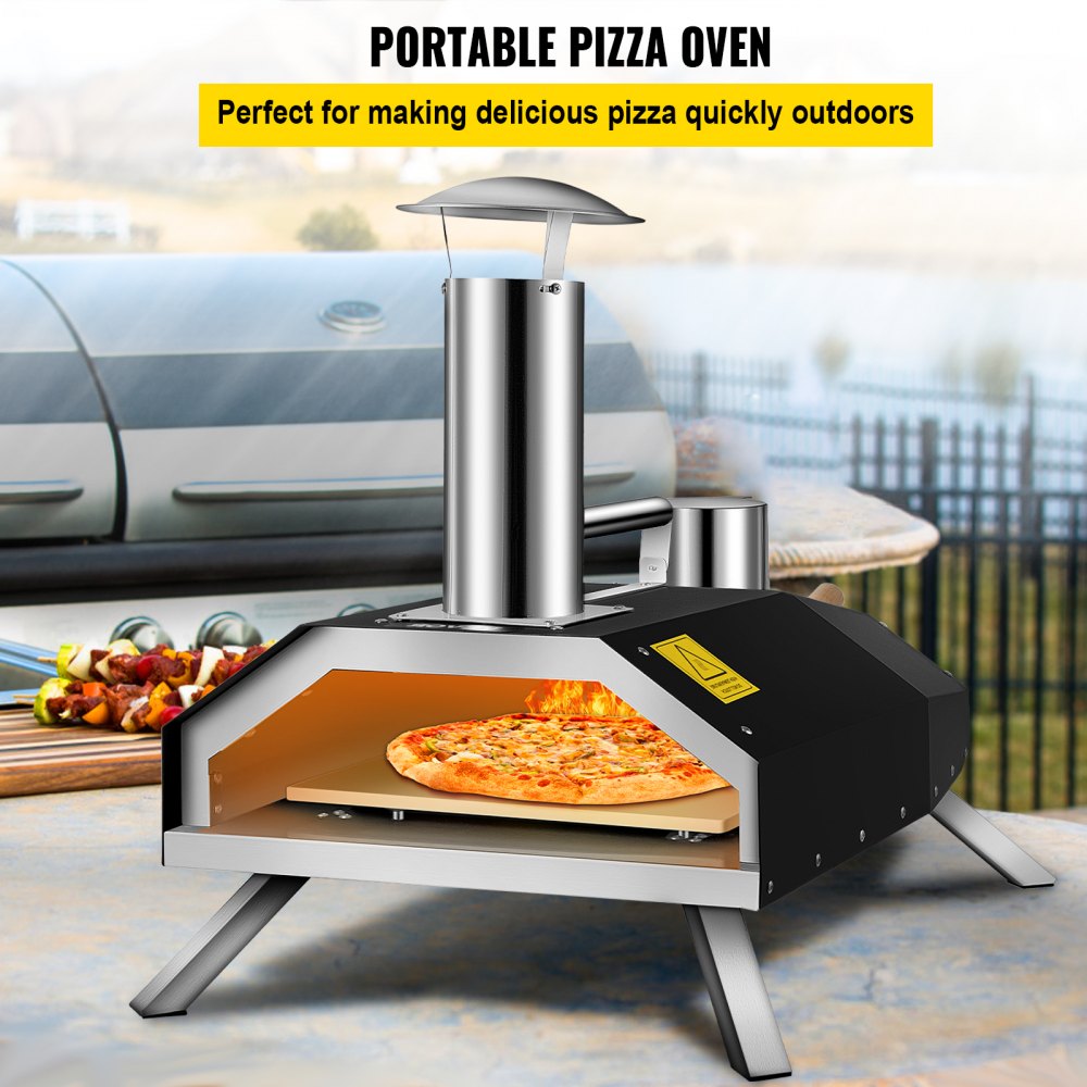 VEVOR Portable Pizza Oven, 12\" Pellet Pizza Oven, Stainless Steel Pizza Oven Outdoor, Wood Burning Pizza Oven w/Foldable Feet Portable Wood Oven w/Complete Accessories & Pizza Bag for Outdoor Cooking 