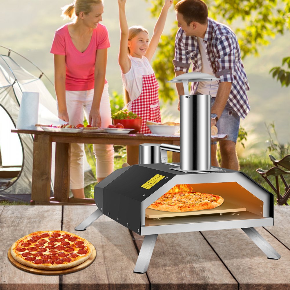 VEVOR Portable Pizza Oven, 12\" Pellet Pizza Oven, Stainless Steel Pizza Oven Outdoor, Wood Burning Pizza Oven w/Foldable Feet Portable Wood Oven w/Complete Accessories & Pizza Bag for Outdoor Cooking 