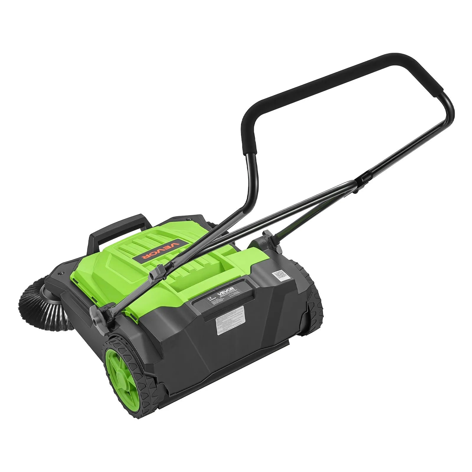 Walk-Behind Hand Push Floor Sweeper, Non-Electric Manual Floor Sweeper with 25.6" Sweeping Width, 5-Gallon Hopper & Adjustable Folding Handle for Yards, Patios, Garages & Driveways