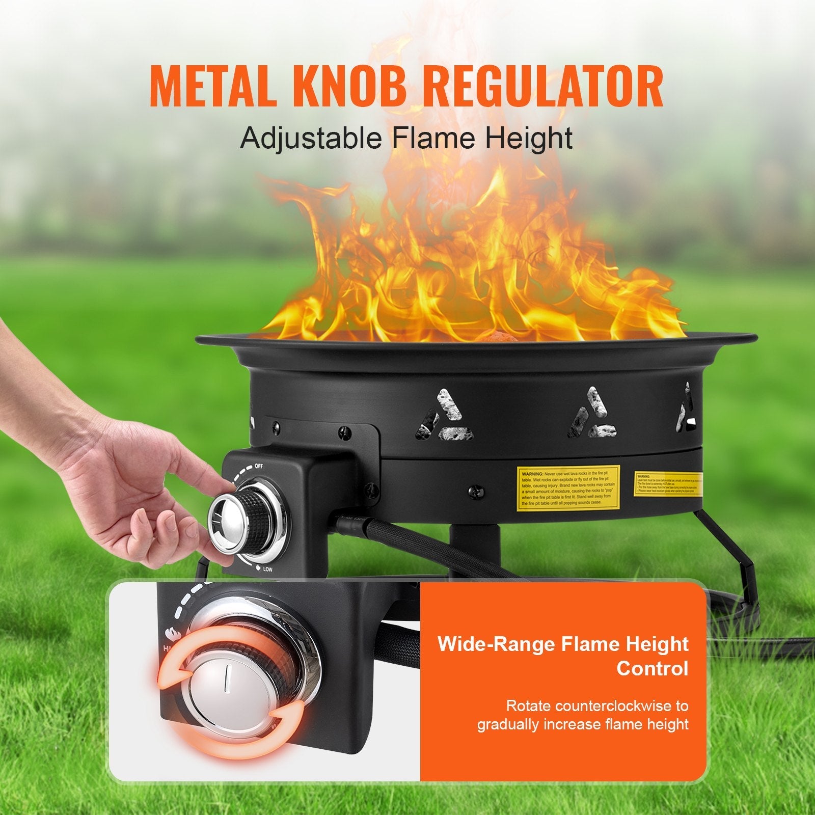 VEVOR Propane Fire Pit 19” Outdoor Portable Gas Fire Pit for Heating 58000 BTU 