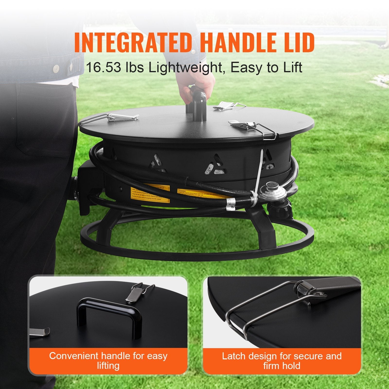 VEVOR Propane Fire Pit 19” Outdoor Portable Gas Fire Pit for Heating 58000 BTU 