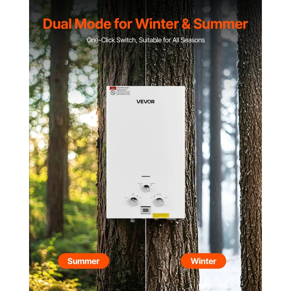 VEVOR Portable Propane Water Heater 10L Tankless with Accessory Regulator