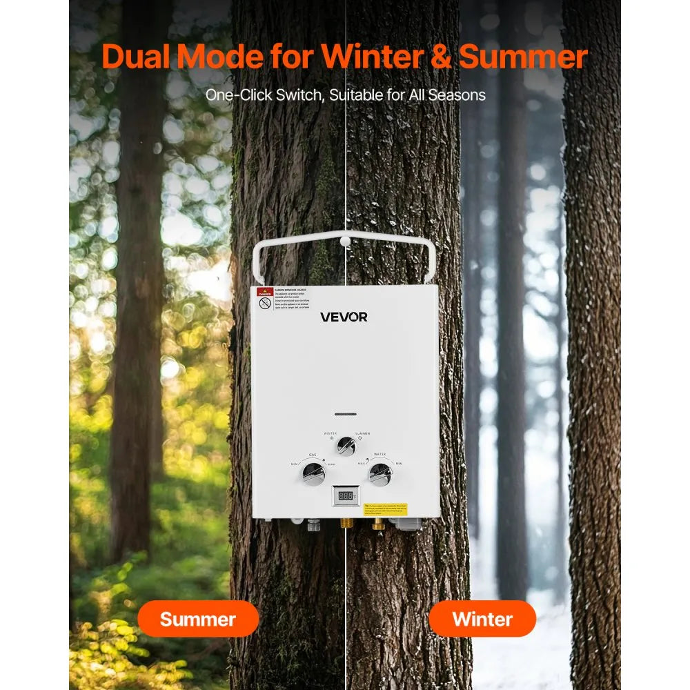 VEVOR Portable Propane Water Heater 5L Tankless with Water Pump for RV Camping