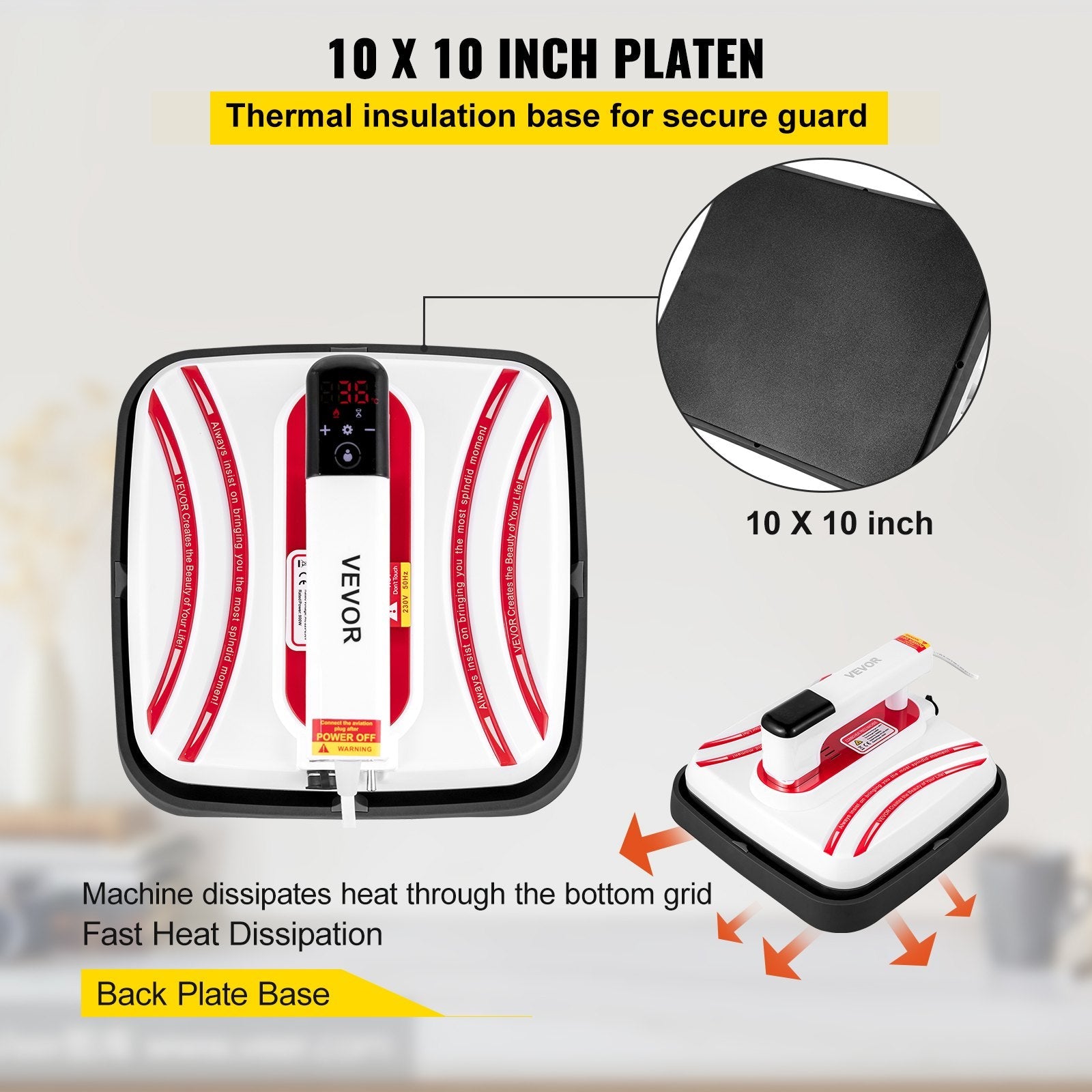 VEVOR 10x12in Heat Press Machine, 5-in-1 Combo Swing Away T-Shirt Sublimation Transfer Printer with Teflon Coated, Precise Heat Control, Mug/Cap/Plate Accessories ETL/FCC Listed 