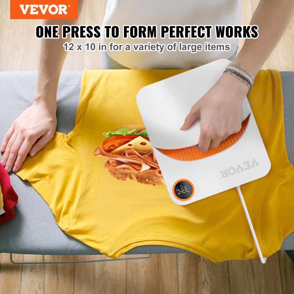 VEVOR Heat Press 12 x 10 in Portable Easy Press Sublimation Transfer DIY T-shirt 