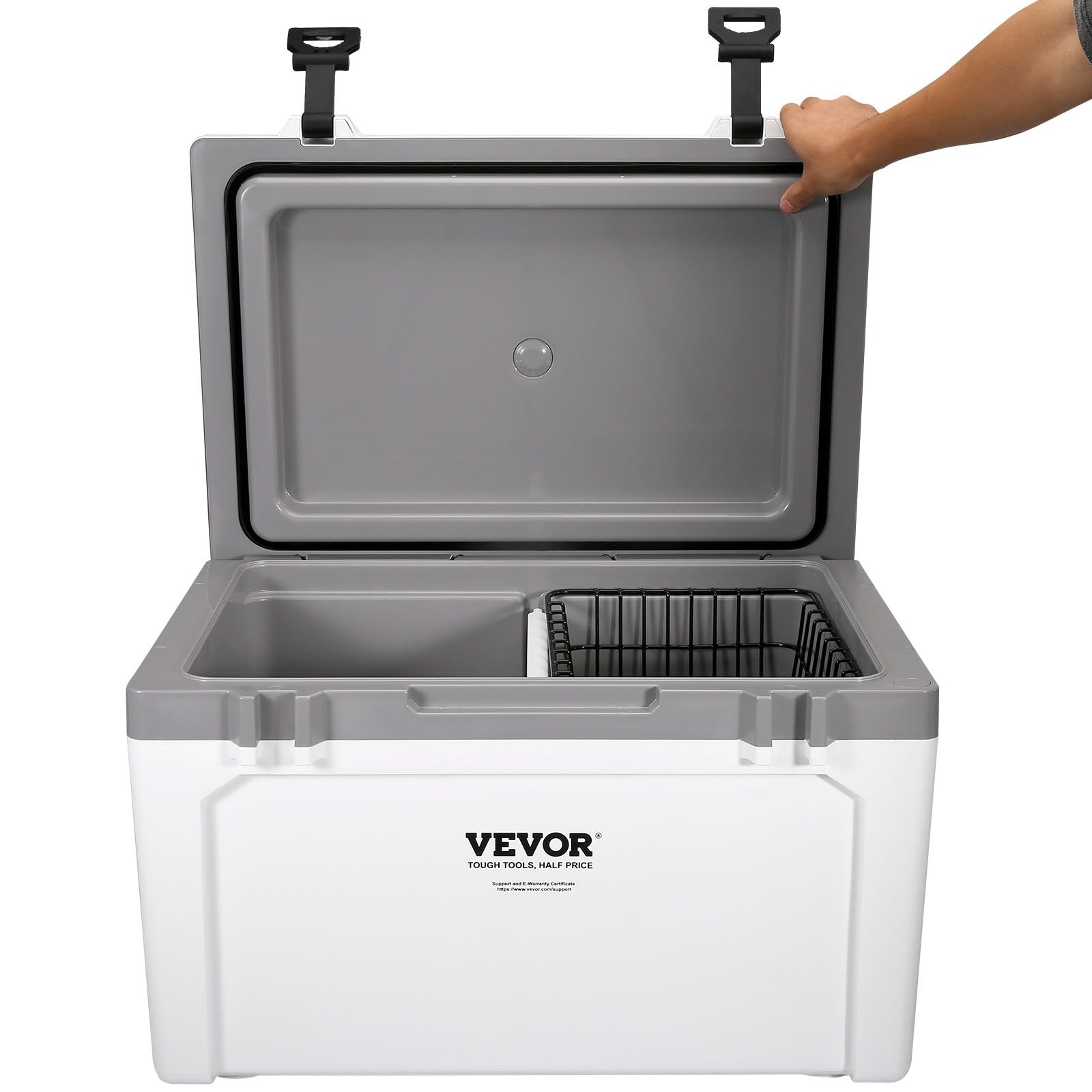 VEVOR Insulated Portable Cooler, 52 qt, Holds 50 Cans, Ice Retention Hard Cooler with Heavy Duty Handle, Ice Chest Lunch Box for Camping, Beach, Picnic, Travel, Outdoor, Keeps Ice for up to 6 Days 
