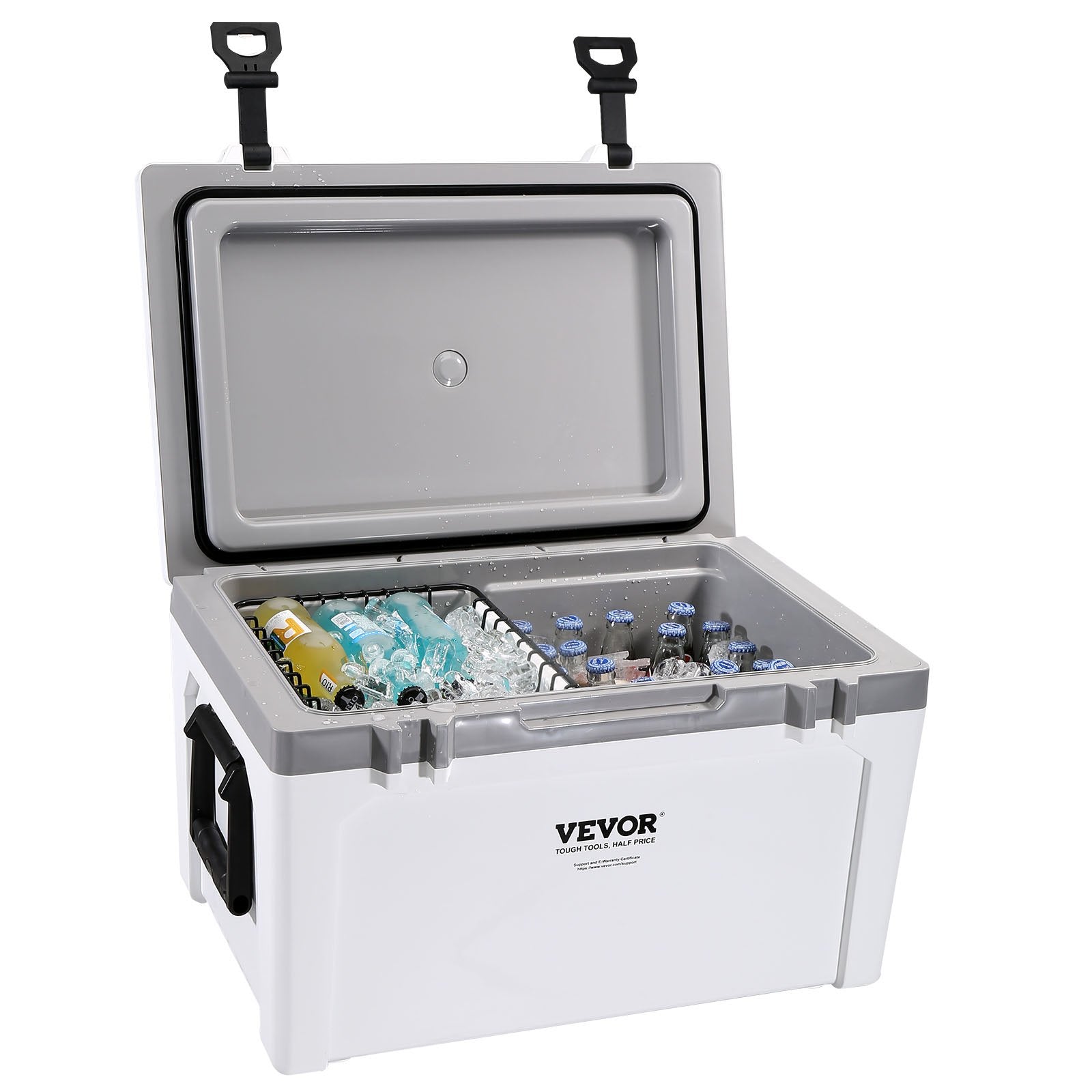 VEVOR Insulated Portable Cooler, 52 qt, Holds 50 Cans, Ice Retention Hard Cooler with Heavy Duty Handle, Ice Chest Lunch Box for Camping, Beach, Picnic, Travel, Outdoor, Keeps Ice for up to 6 Days 
