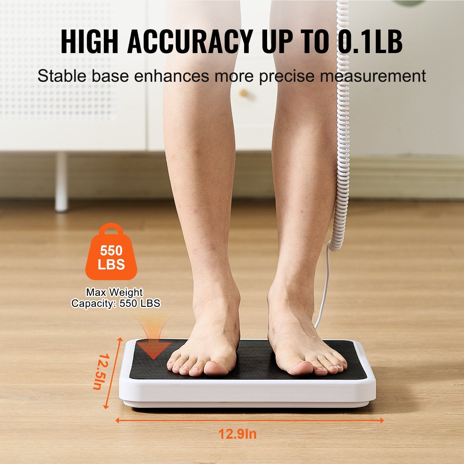 VEVOR Portable Medical Scale Digital Physician Weight Scale Anti-Slip Mat 550LBS 