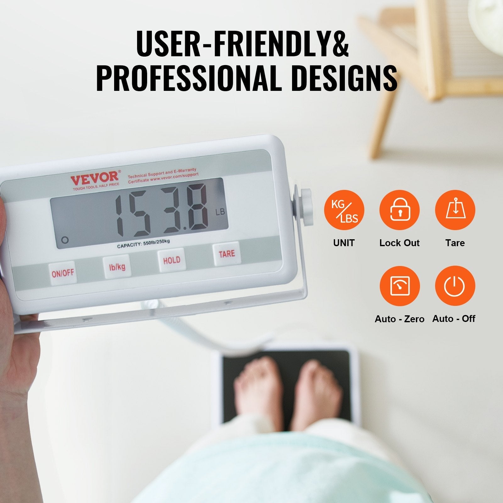 VEVOR Portable Medical Scale Digital Physician Weight Scale Anti-Slip Mat 550LBS 