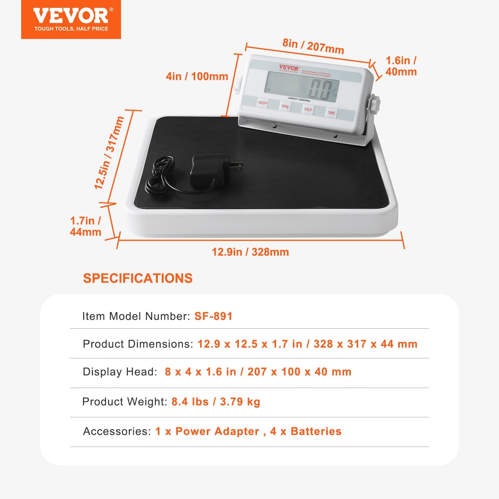 VEVOR Portable Medical Scale Digital Physician Weight Scale Anti-Slip Mat 550LBS 