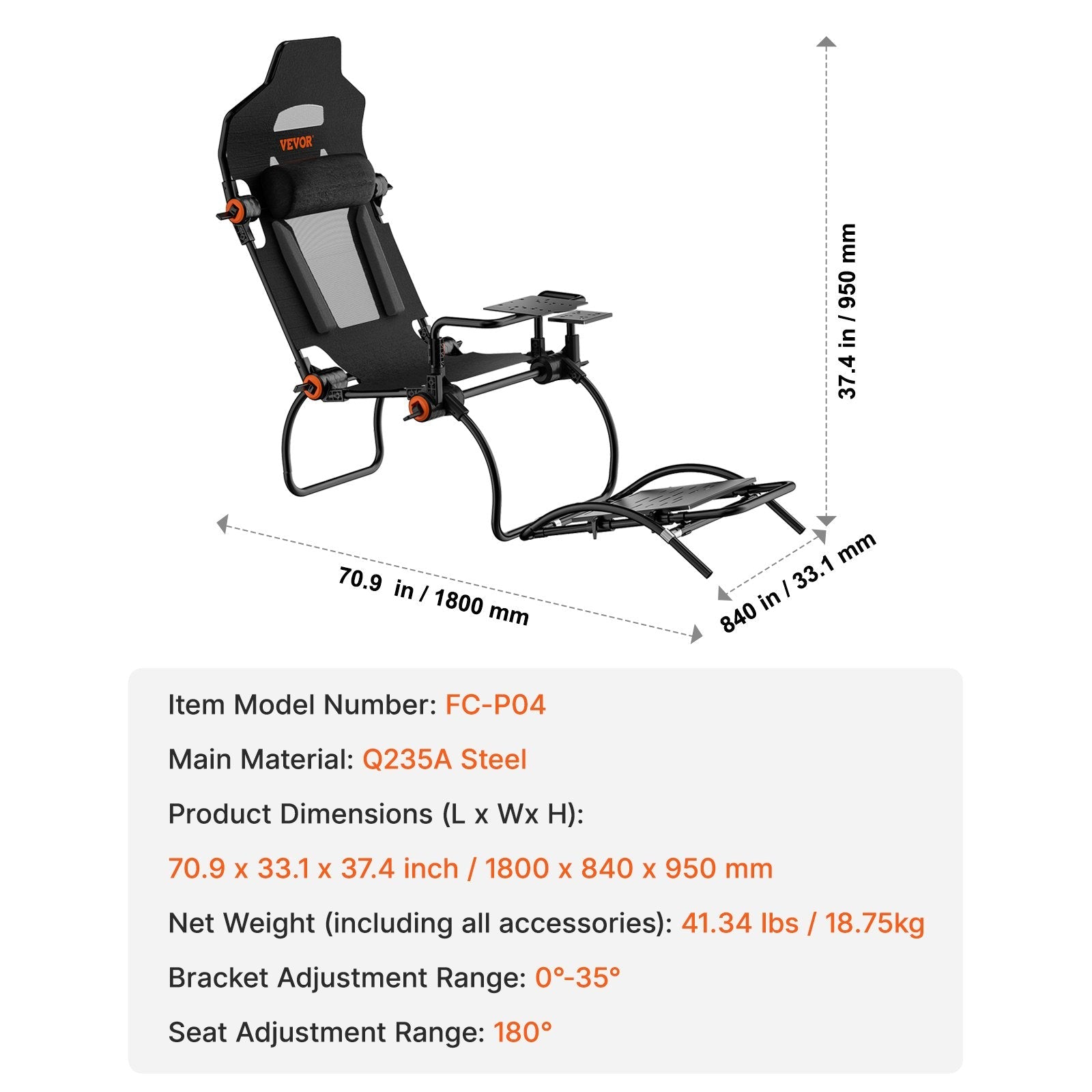 VEVOR Racing Wheel Stand Foldable for Logitech G923/G920/G29 GT/Formula Mode 