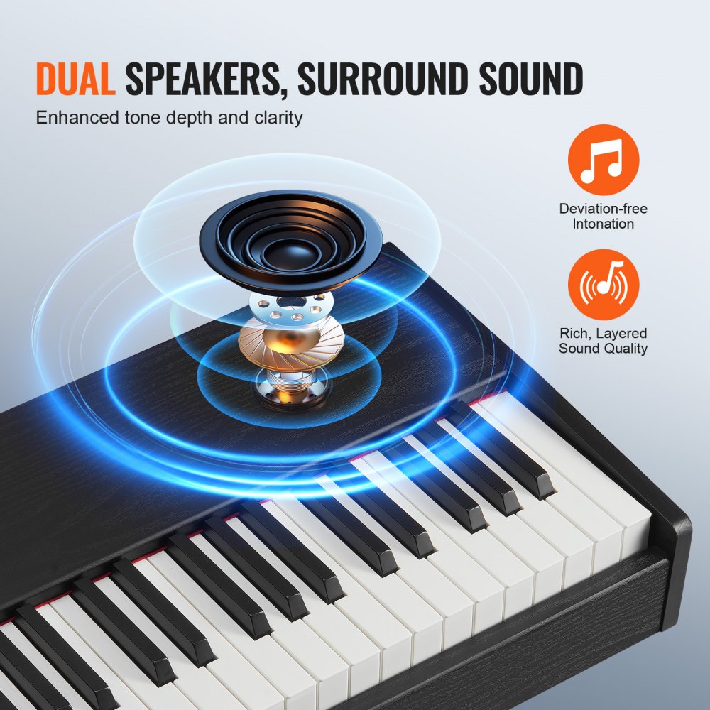 VEVOR 88 Key Fully Weighted Digital Piano Dual Keyboard Speakers Sustain Pedal 