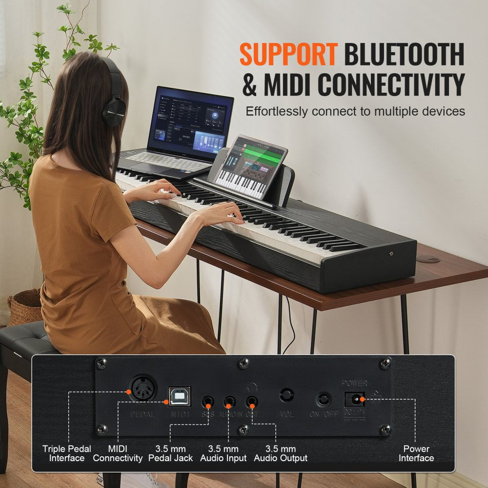 VEVOR 88 Key Fully Weighted Digital Piano Dual Keyboard Speakers Sustain Pedal 