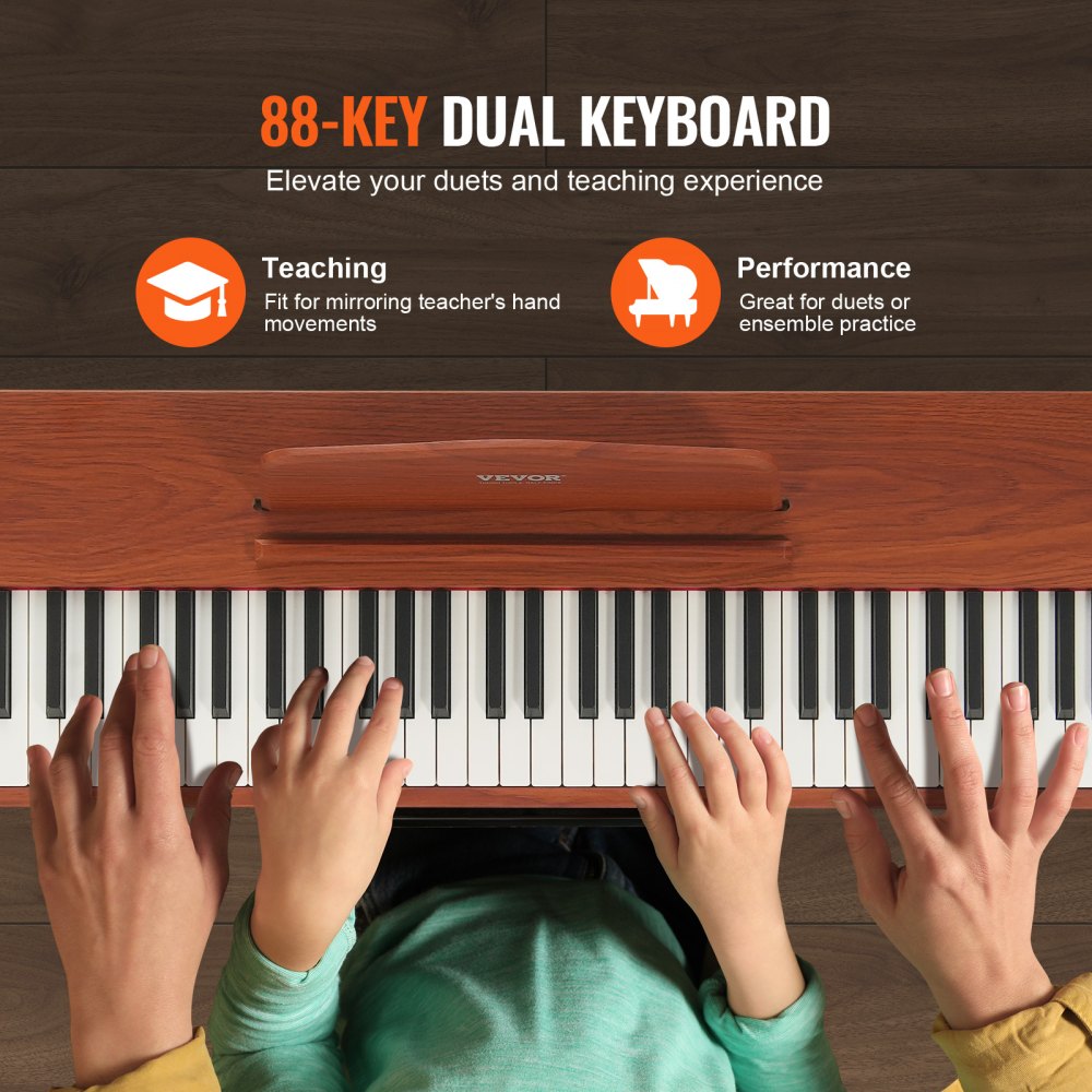 VEVOR 88 Key Fully Weighted Digital Piano Dual Keyboard Four Legged Stand 