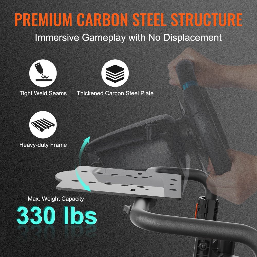VEVOR Racing Wheel Stand Foldable Fit For Logitech,Thrustmaster,Fanatec,Hori,Mad Catz, Carbon Steel Driving Simulator Cockpit Adjustable Pedal & Seat ,Fit Most Wheels and Pedals, Max. Load 330lbs 
