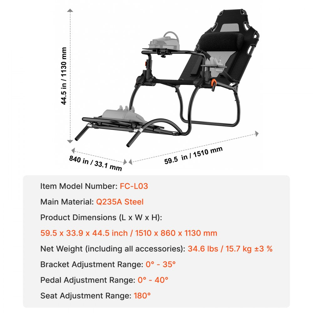 VEVOR Racing Wheel Stand Foldable for Logitech G923/G920/G29 Compact 
