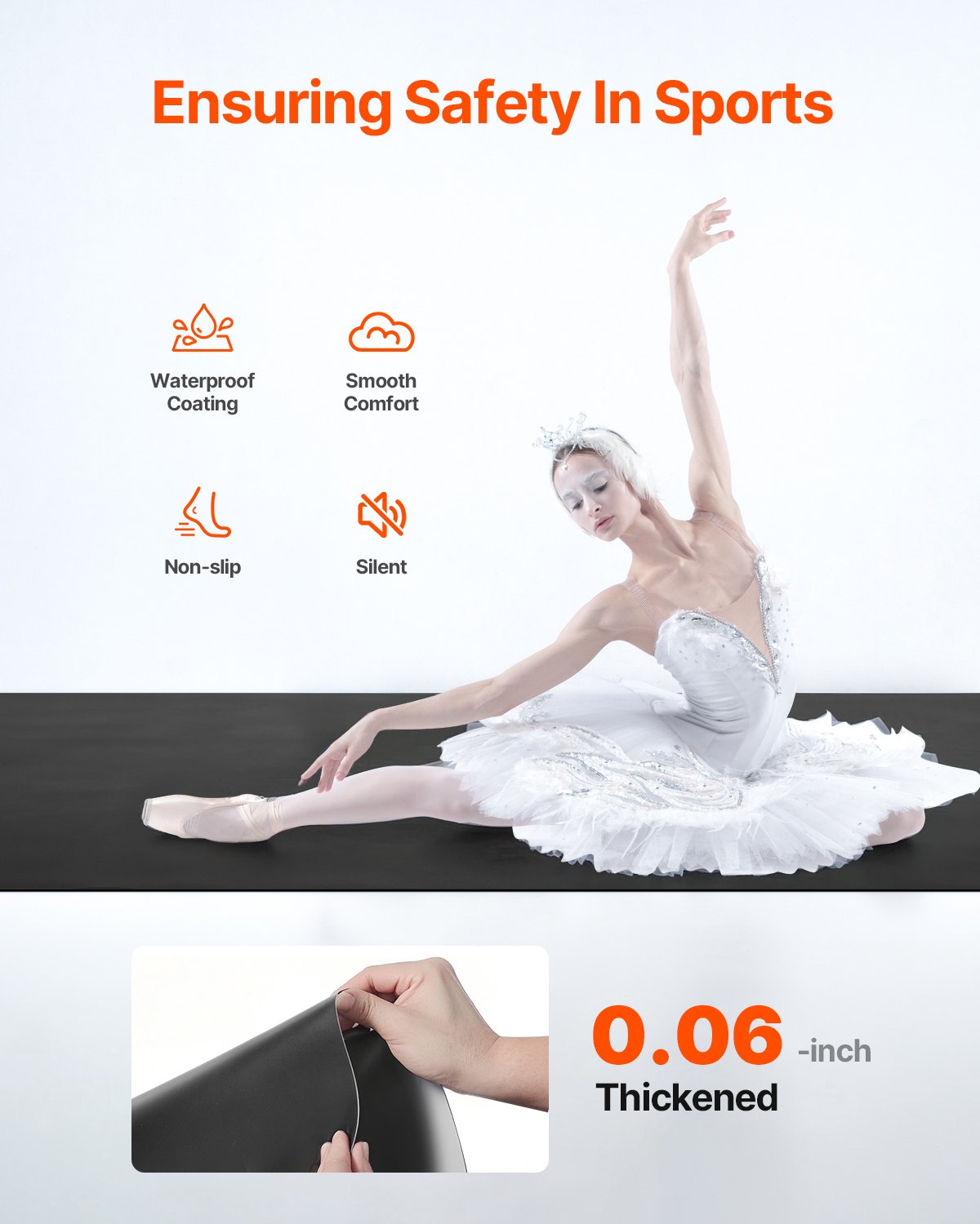 Gym Flooring Set 6.6' x 3' PVC Yoga Fitness Equipment Mat for Pilates 