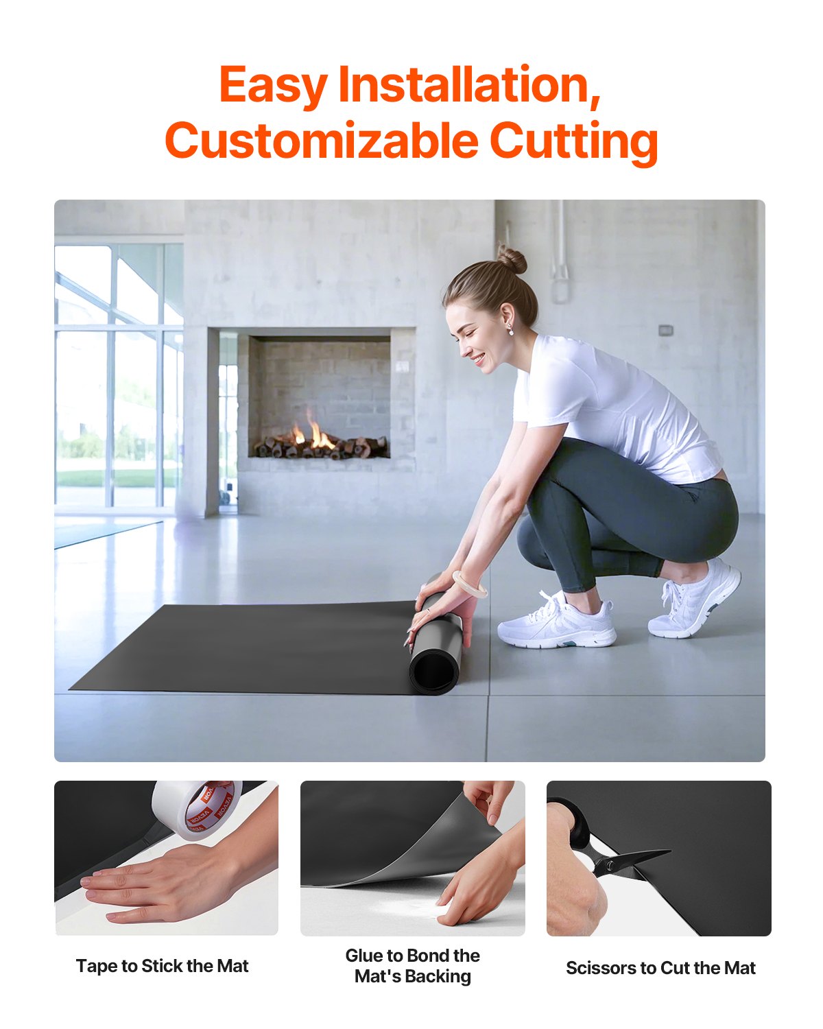 Gym Flooring Set 6.6' x 3' PVC Yoga Fitness Equipment Mat for Pilates 