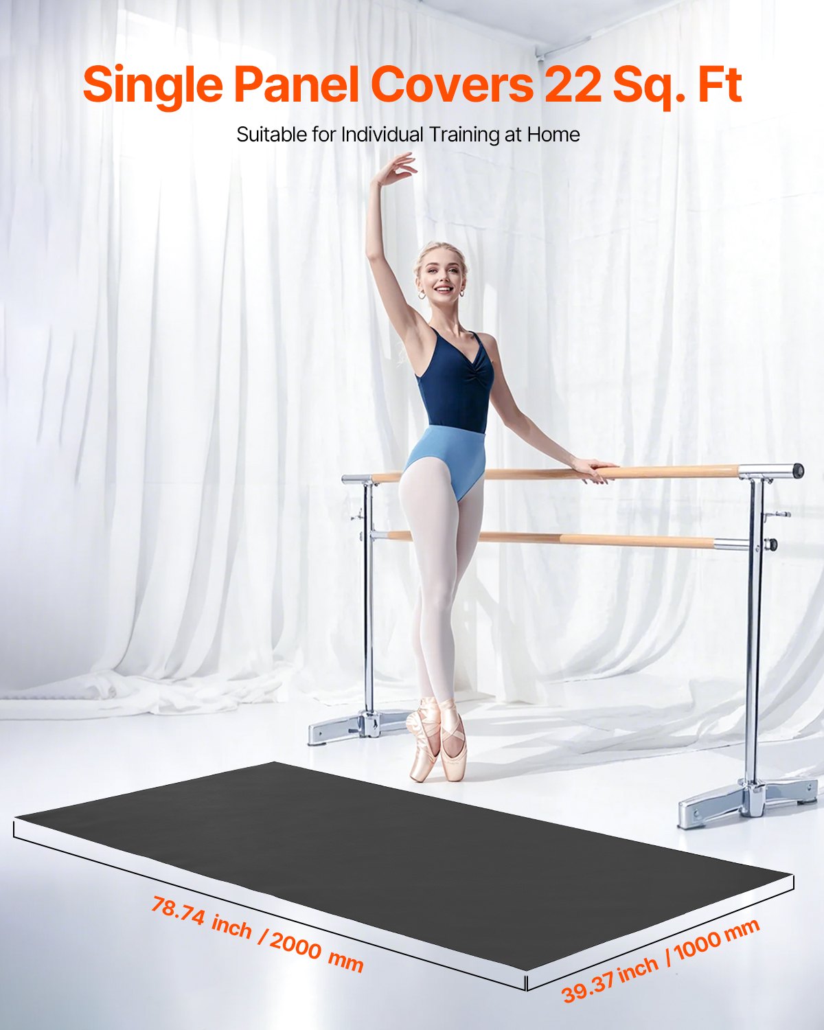 Gym Flooring Set 6.6' x 3' PVC Yoga Fitness Equipment Mat for Pilates 