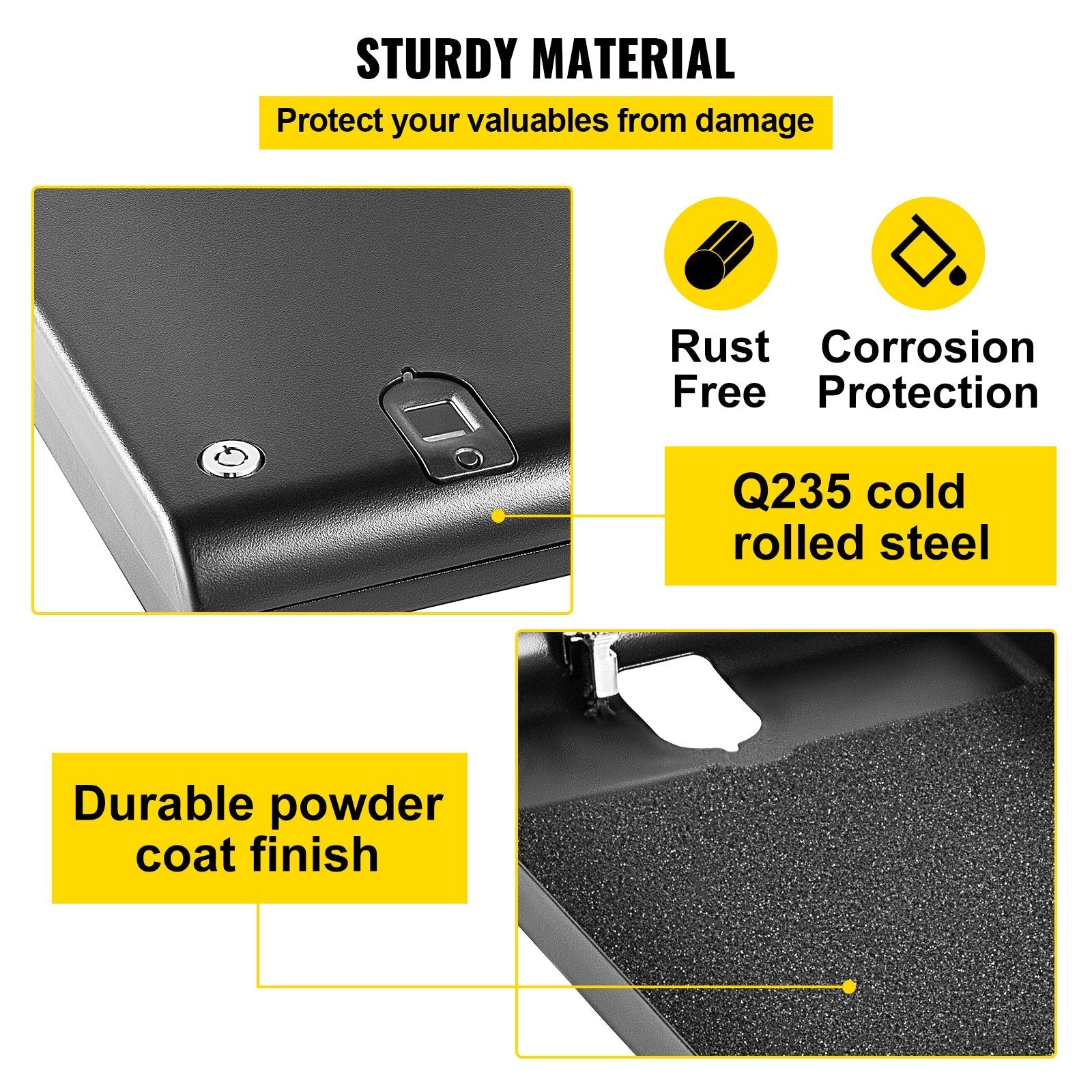VEVOR Gun Safe for Pistols Small Handgun Lock Box with Combination Lock Portable Safe Box Handgun Security Quick Access for Car, Home, Travel, Office 