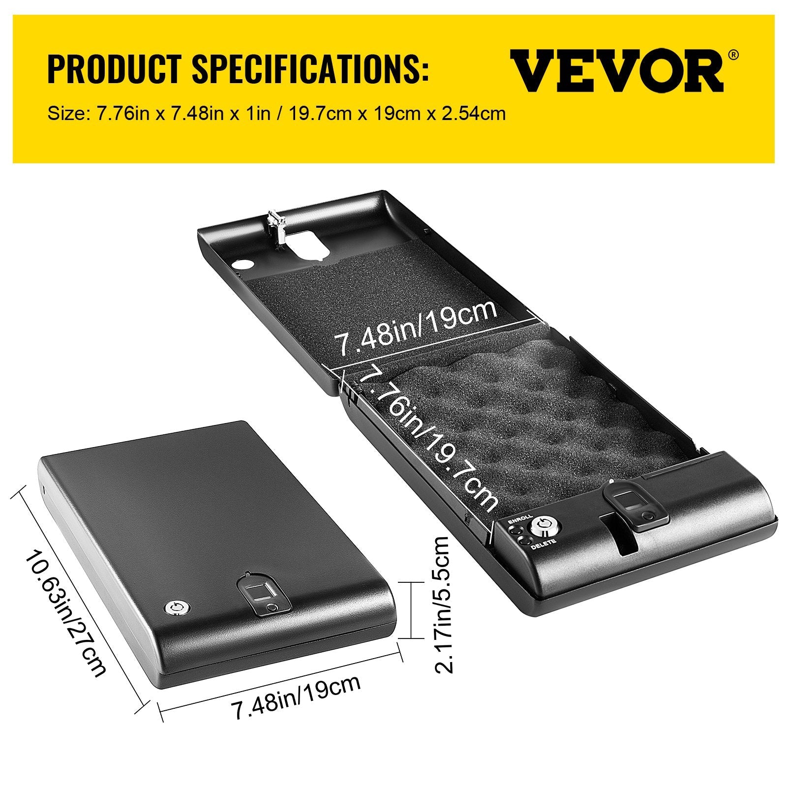 VEVOR Gun Safe for Pistols Small Handgun Lock Box with Combination Lock Portable Safe Box Handgun Security Quick Access for Car, Home, Travel, Office 