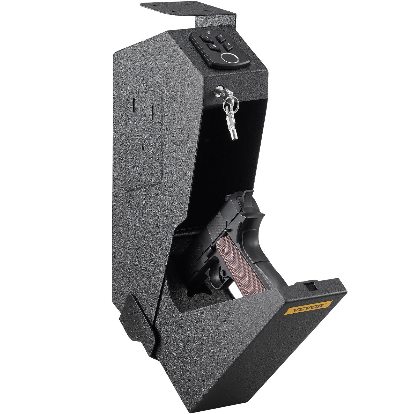 VEVOR Handgun Safe Box Fingerprint Pistol Gun Safes Gun Storage Case Handgun Holder Quick Access Security Lock Key Vault?OS580SE? 