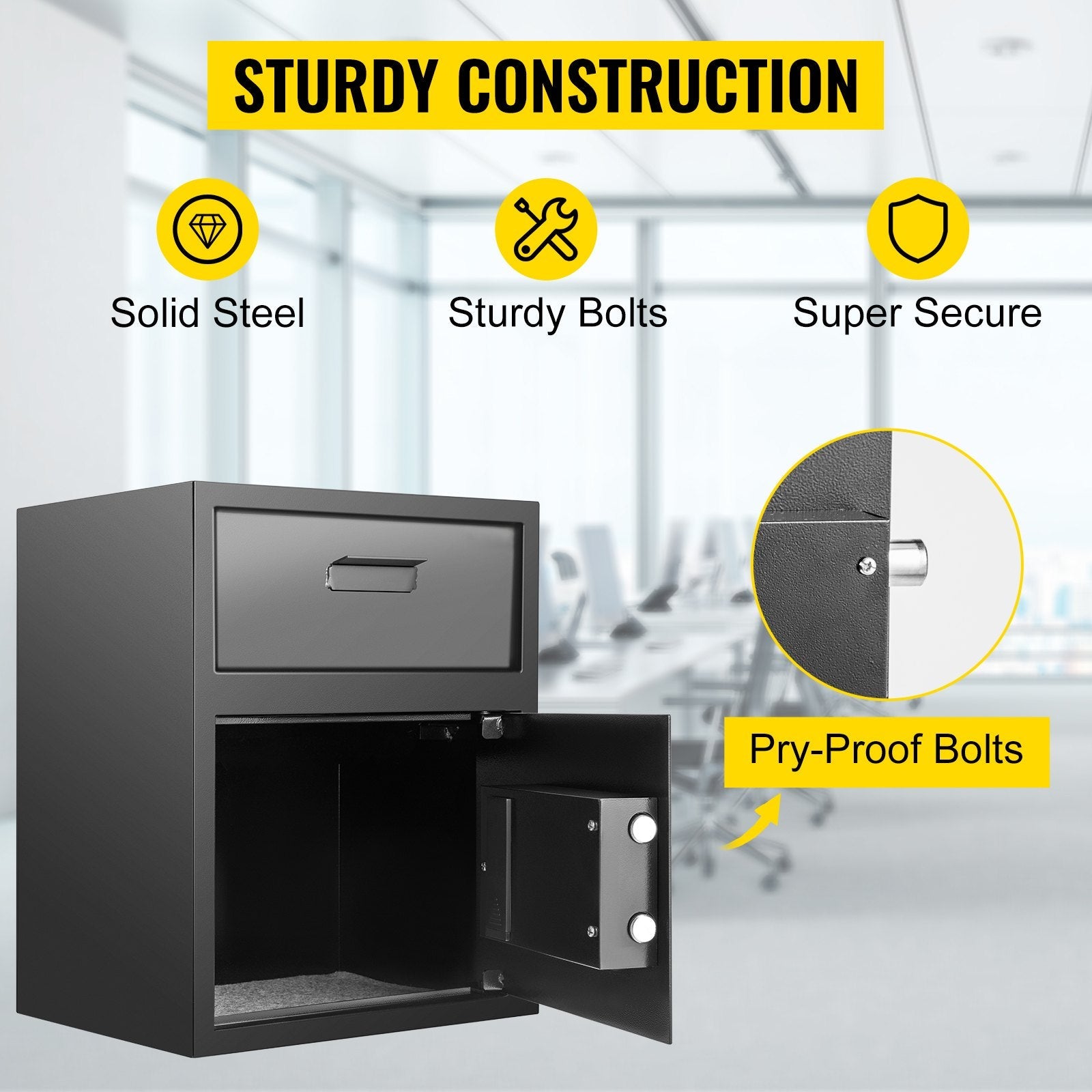 Vevor Digital Depository Safe Drop Safe Carbon Steel 2 Keys Safe With Drop Slot 