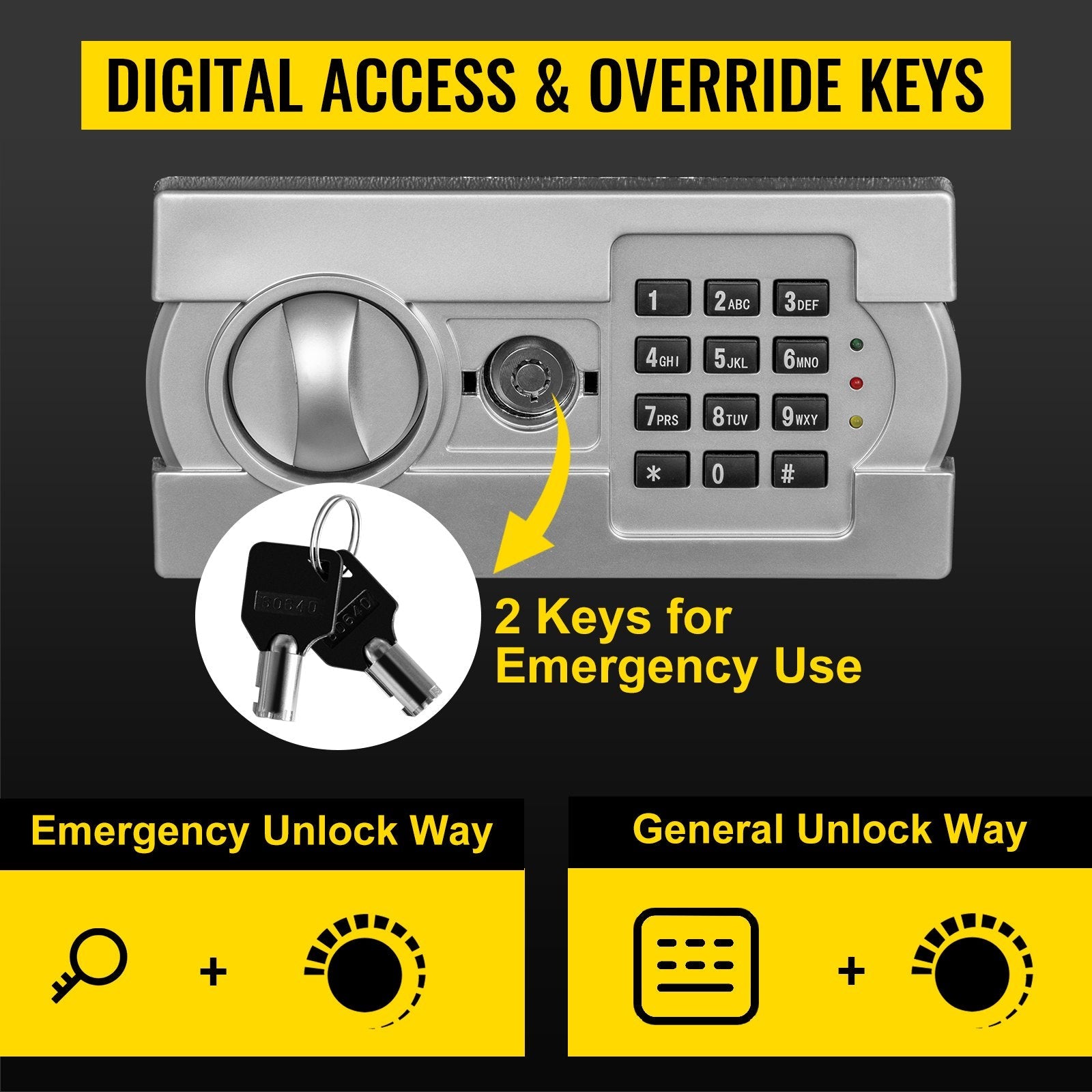 Vevor Digital Depository Safe Drop Safe Carbon Steel 2 Keys Safe With Drop Slot 
