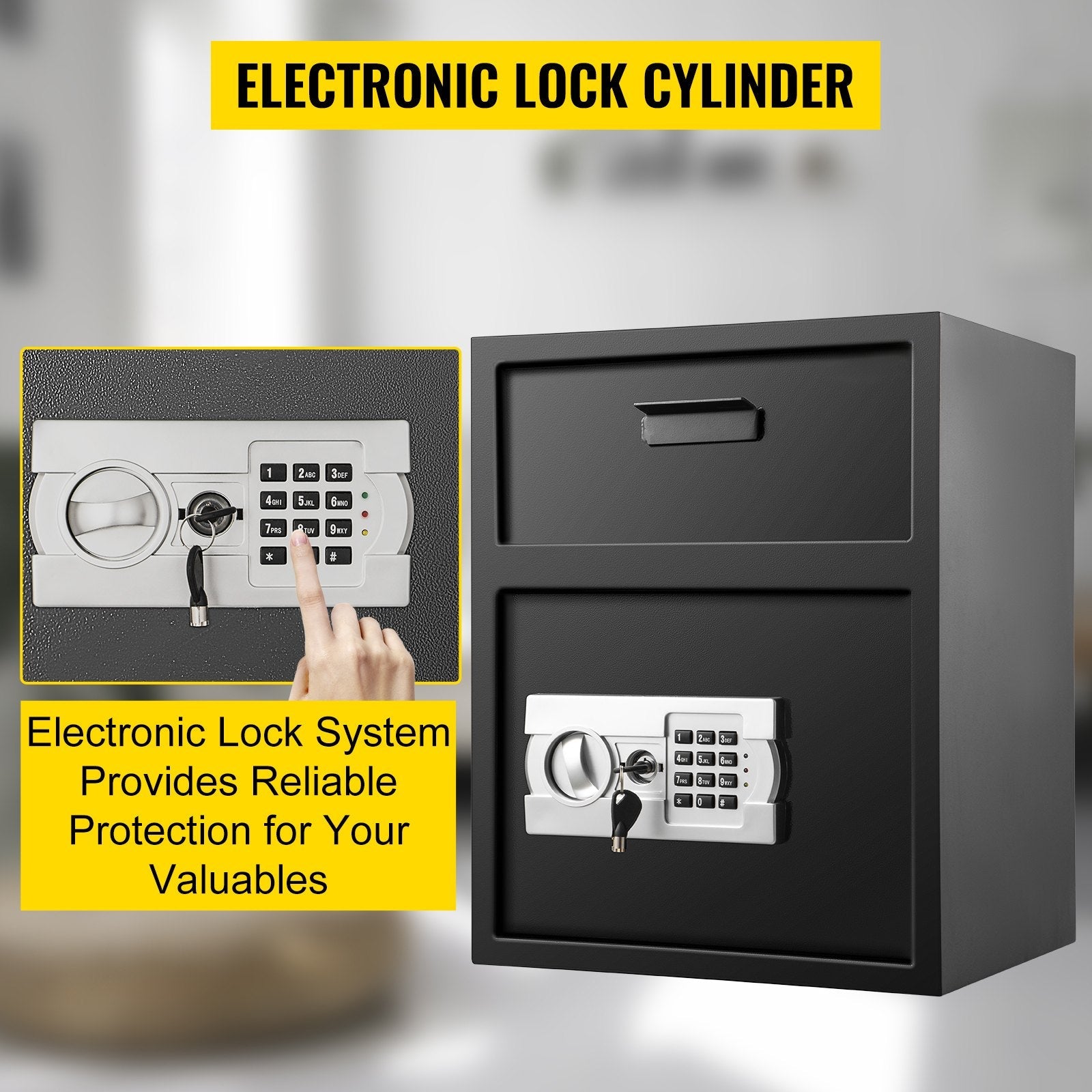 Vevor Digital Depository Safe Drop Safe Carbon Steel 2 Keys Safe With Drop Slot 