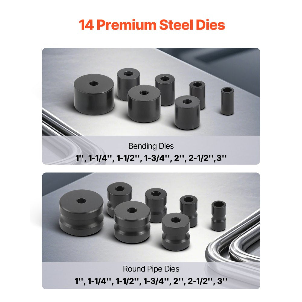 VEVOR Manual Pipe Bender, Pipe Tube Bender with 14 Bending Dies, 200° Heavy-Duty Tube Bending Tool for Copper Aluminum Iron Pipes, Ideal for HVAC Air Conditioning Refrigerator Auto Repair 