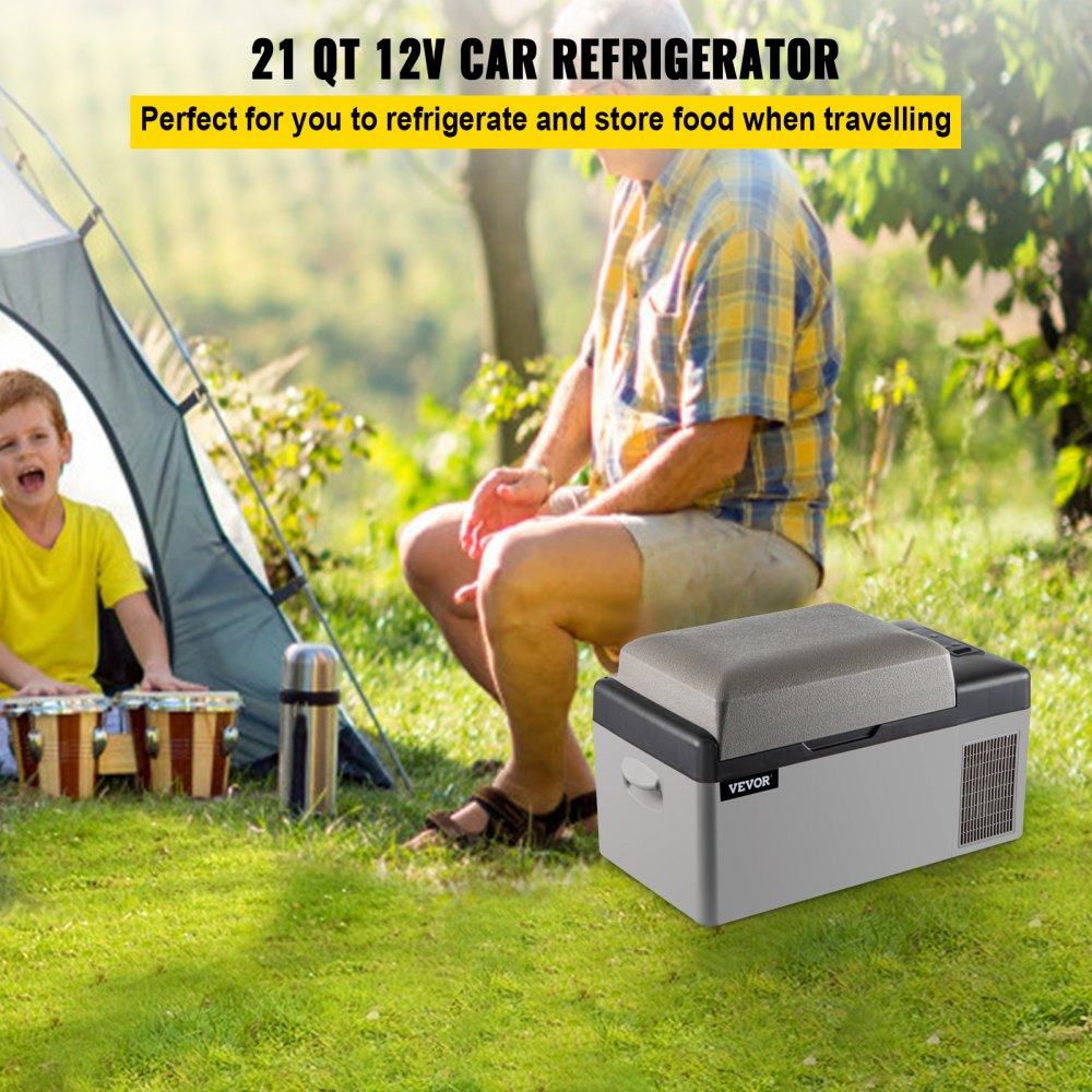VEVOR Portable Refrigerator 21 Quart(20 Liter),12 Volt Refrigerator App Control(-4?~68?), Car Refrigerator Electric Compressor Cooler with 12/24v DC & 110-240v AC for Camping, Travel, Fishing, Outdoor 