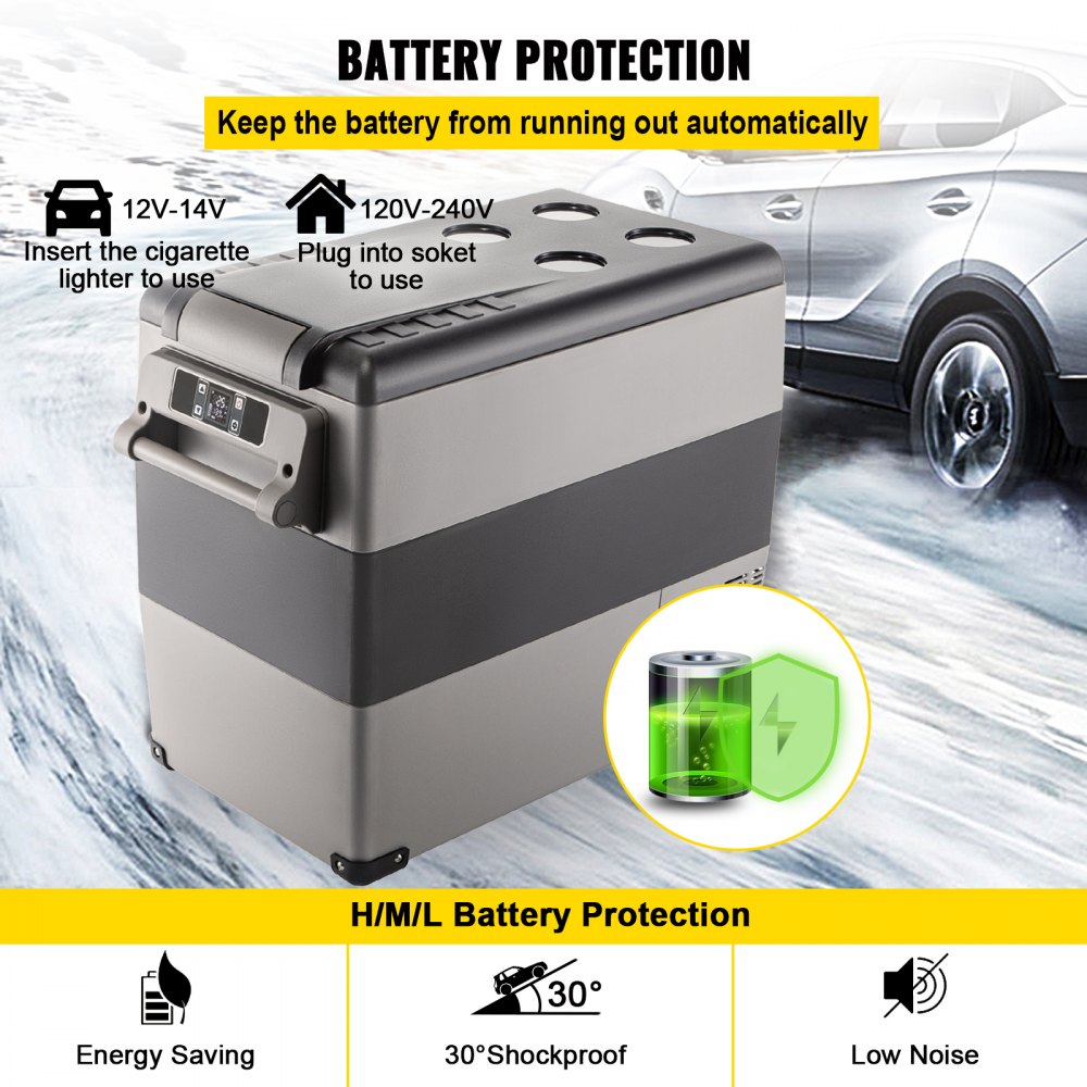VEVOR 12 Volt Refrigerator, 58 Quart Car Refrigerator, Dual Zone Portable Refrigerator,RV Refrigerator with 12/24V DC and 110-240V AC, Freezer Fridge Cooler, for Car, RV, Camping and Home Use 