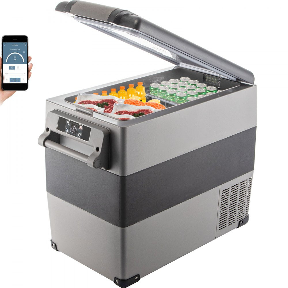 VEVOR 12 Volt Refrigerator, 58 Quart Car Refrigerator, Dual Zone Portable Refrigerator,RV Refrigerator with 12/24V DC and 110-240V AC, Freezer Fridge Cooler, for Car, RV, Camping and Home Use 