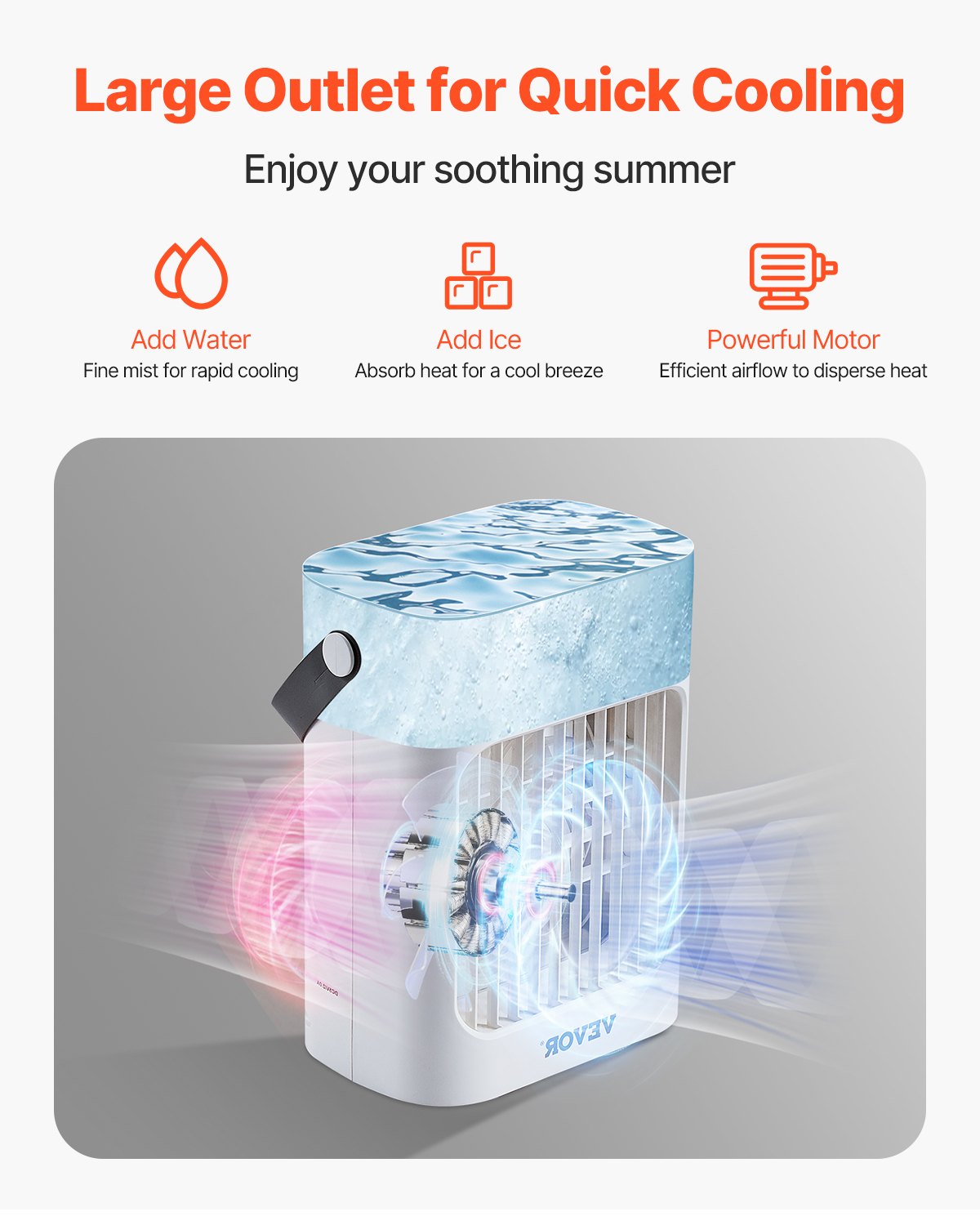 VEVOR Portable Air Conditioner 4-in-1 Evaporative Air Cooler 700ml Water Tank 