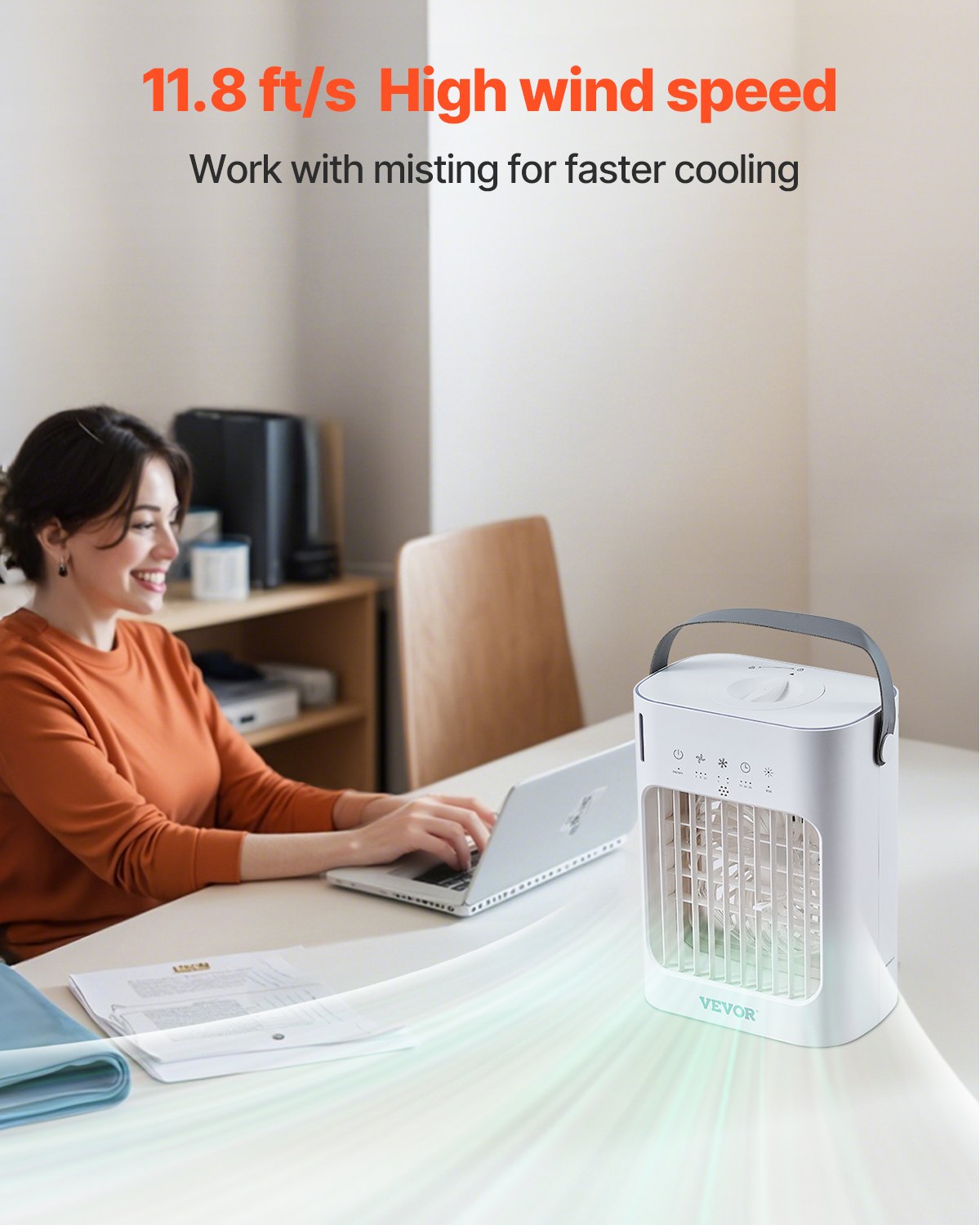 VEVOR Portable Air Conditioner 4-in-1 Evaporative Air Cooler 700ml Water Tank 