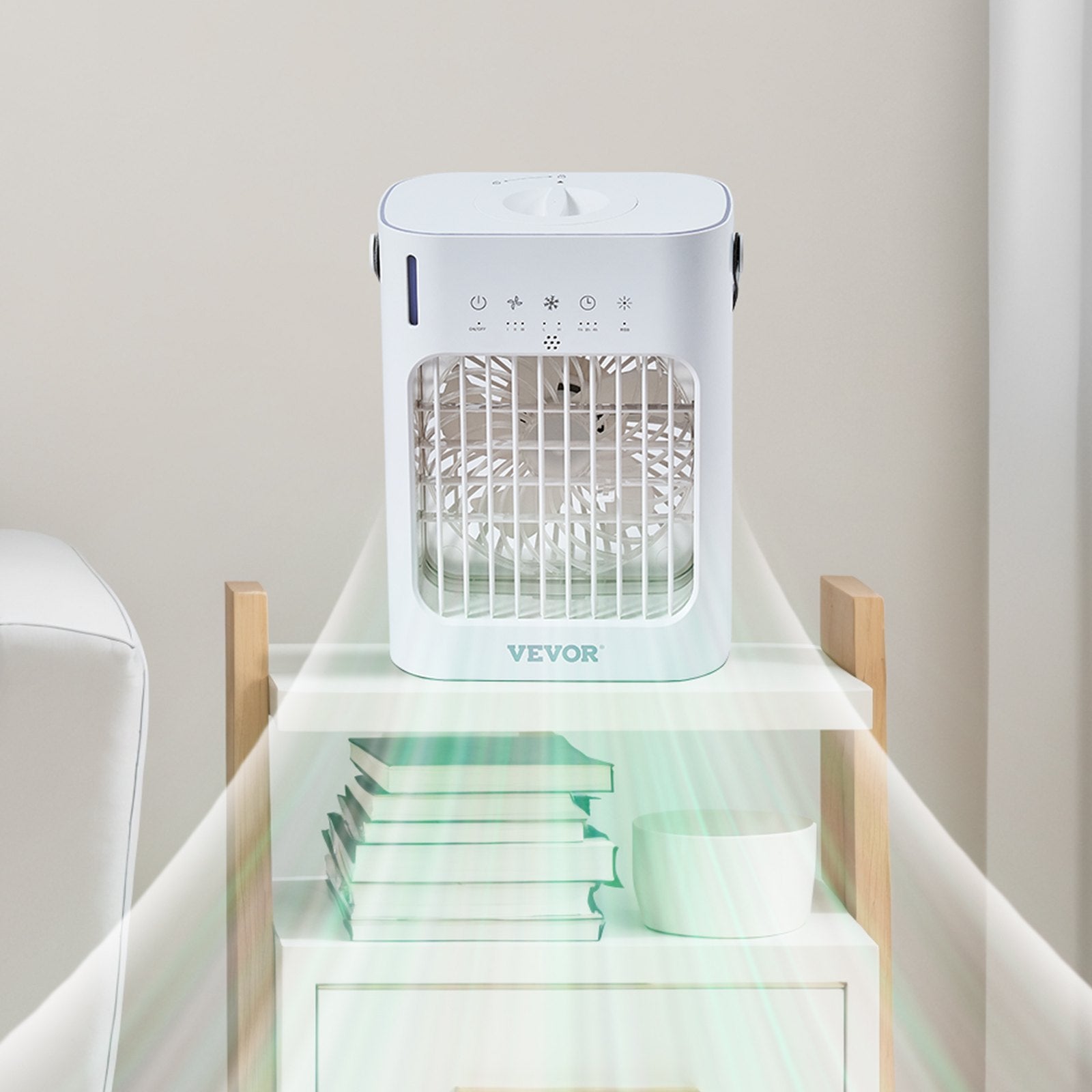 VEVOR Portable Air Conditioner 4-in-1 Evaporative Air Cooler 700ml Water Tank 