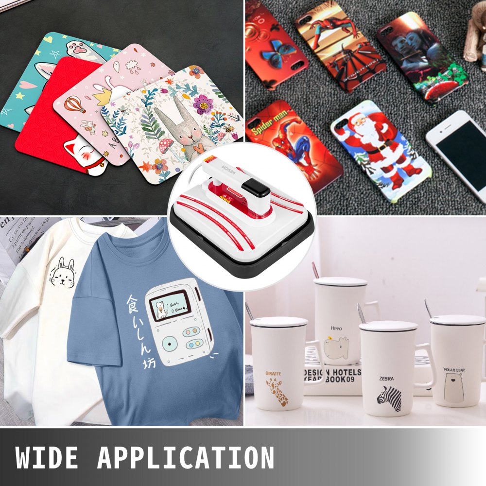 VEVOR Heat Press 10 x 10 800W Portable Easy Mini Press Vibration Function Red Mini Press Easy Press for DIY T-Shirt Hat/Cap with Sensitive Touch Screen Display & Double-Tube Heating 