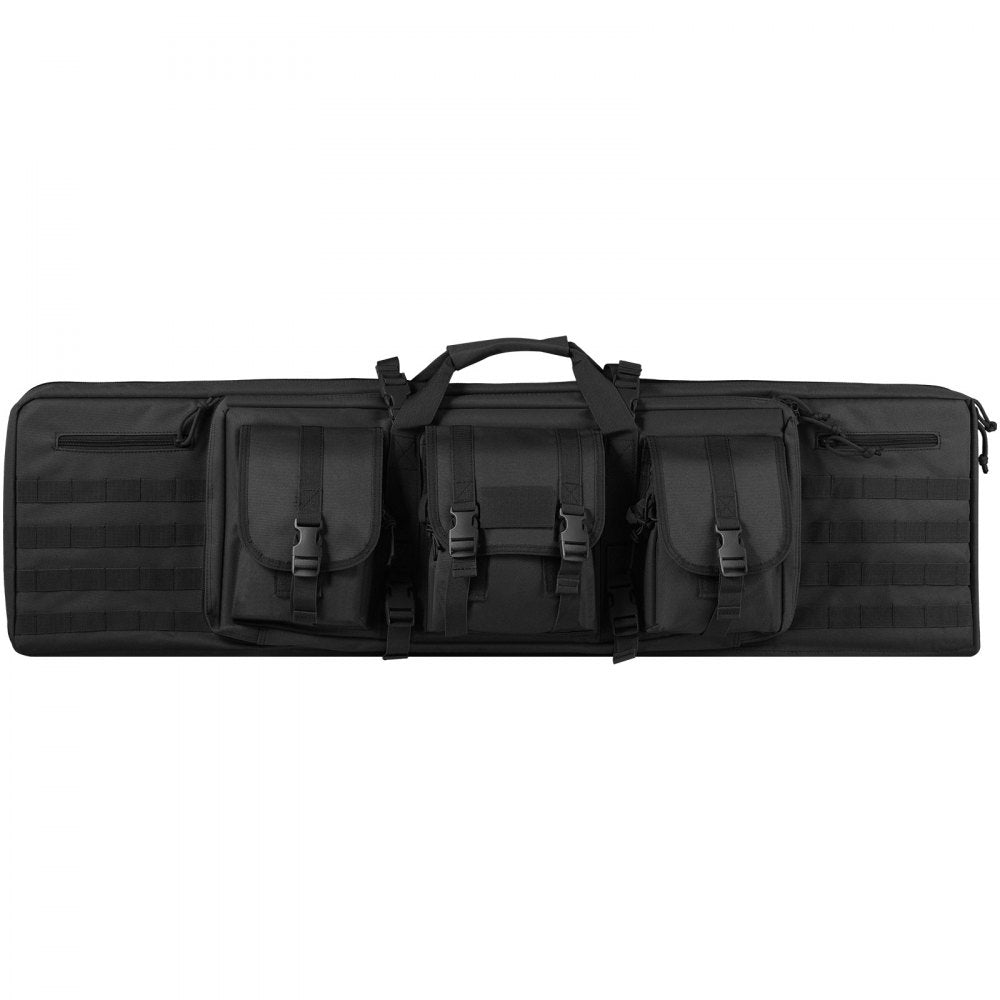 VEVOR Rifle Bag, 36 inch Tactical Double Long Gun Bag, Soft Rifle Case with Lockable Zipper, Portable Handle & Shoulder Strap, 3 Large Storage Pockets Rifle Case for Two 34" Rifles & 2 Pistols, Black 