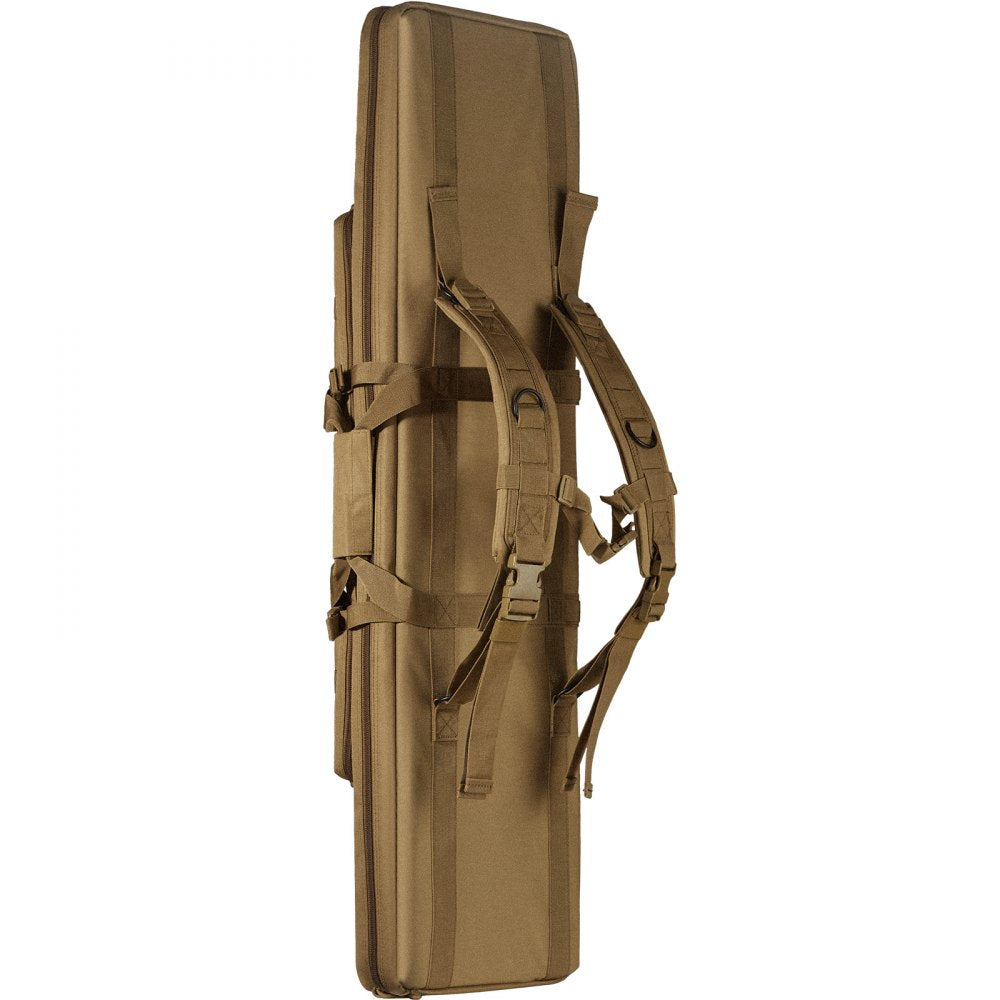 VEVOR Rifle Bag, 36 inch Tactical Double Long Gun Bag, Soft Rifle Case with Lockable Zipper, Portable Handle & Shoulder Strap, 3 Large Storage Pockets Rifle Case for Two 34" Rifles & 2 Pistols, Brown 