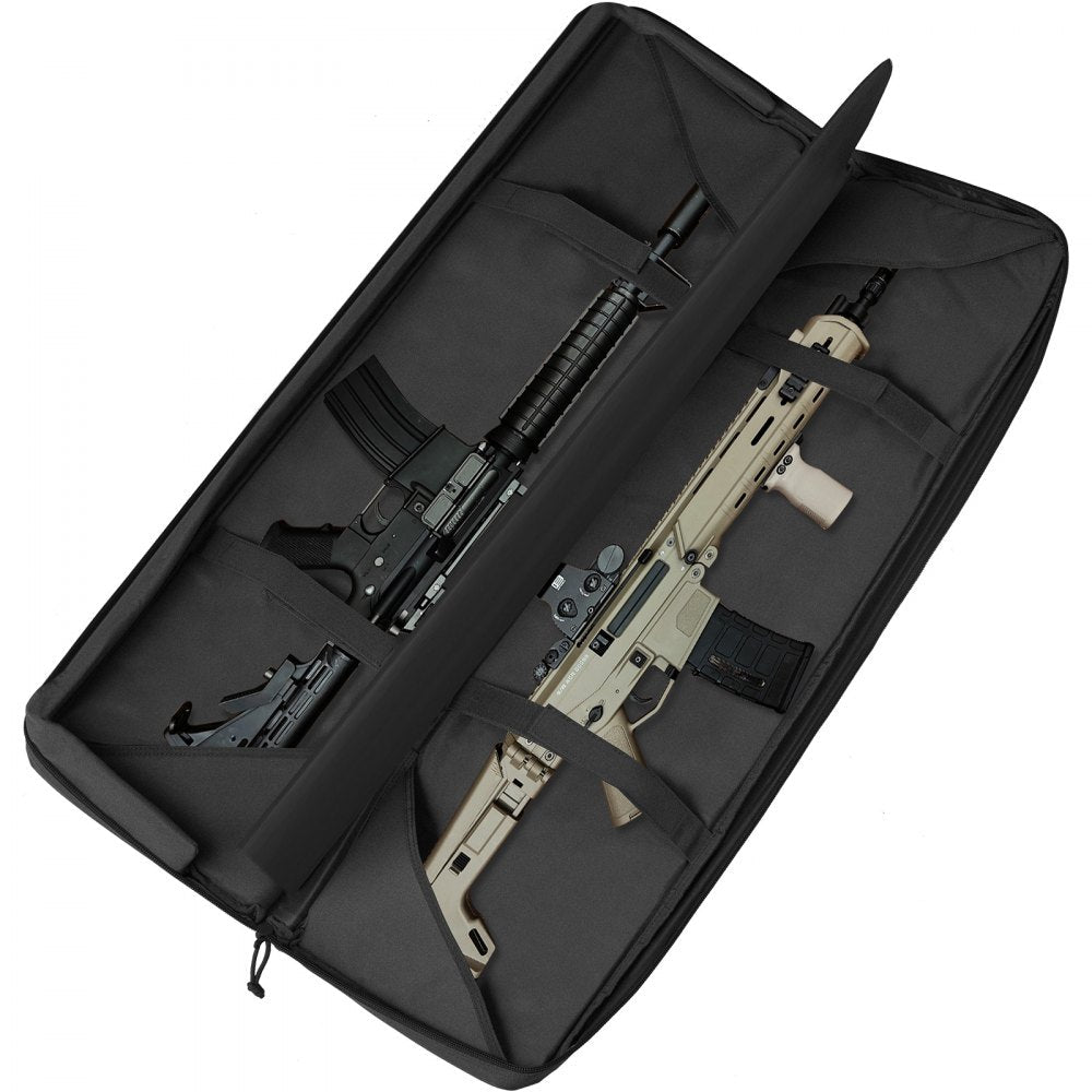 VEVOR Rifle Bag, 42 inch Tactical Double Long Gun Bag, Soft Rifle Case with Lockable Zipper, Portable Handle & Shoulder Strap, 3 Large Storage Pockets Rifle Case for Two 40" Rifles & 2 Pistols, Black 