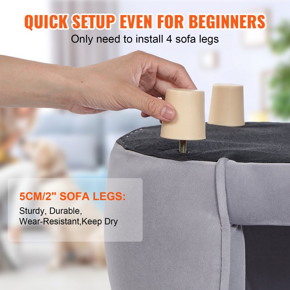 VEVOR Pet Sofa, Dog Couch for Small Dogs and Cats, Soft Velvety Dog Sofa Bed, 66 lbs Loading Cat Sofa, Dark Grey 